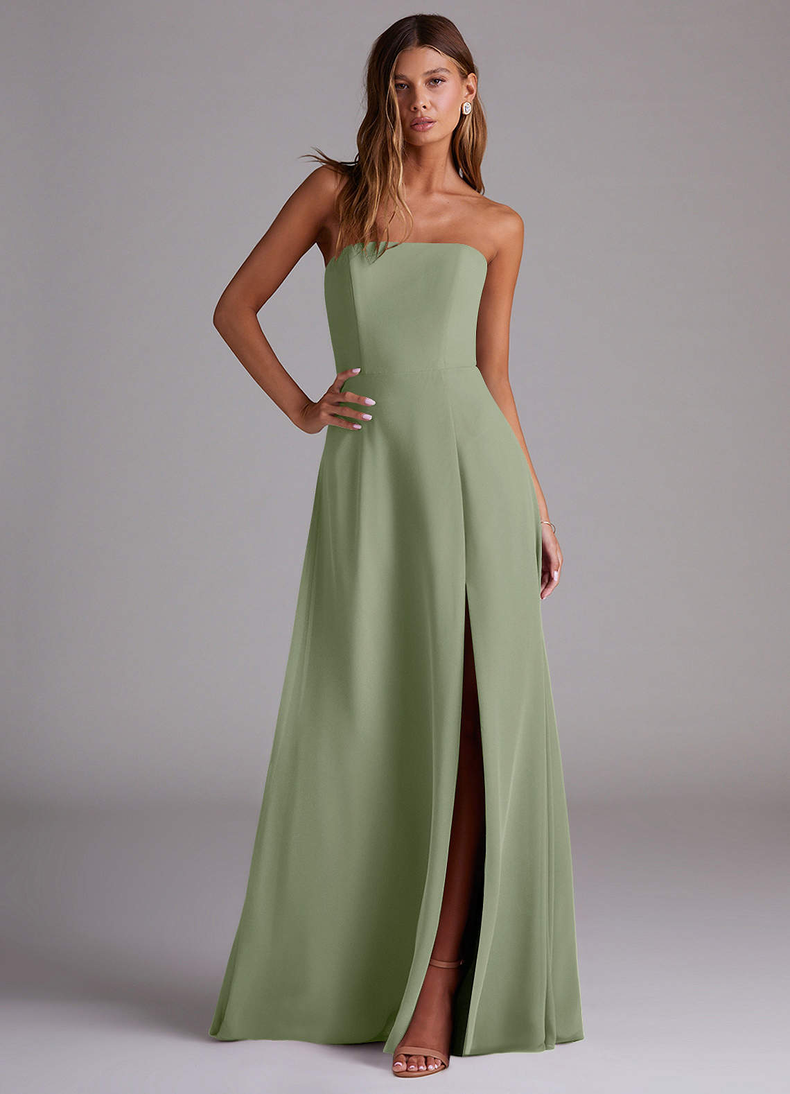 Azazie Wren Pistachio Chiffon Bridesmaid Dresses | Azazie