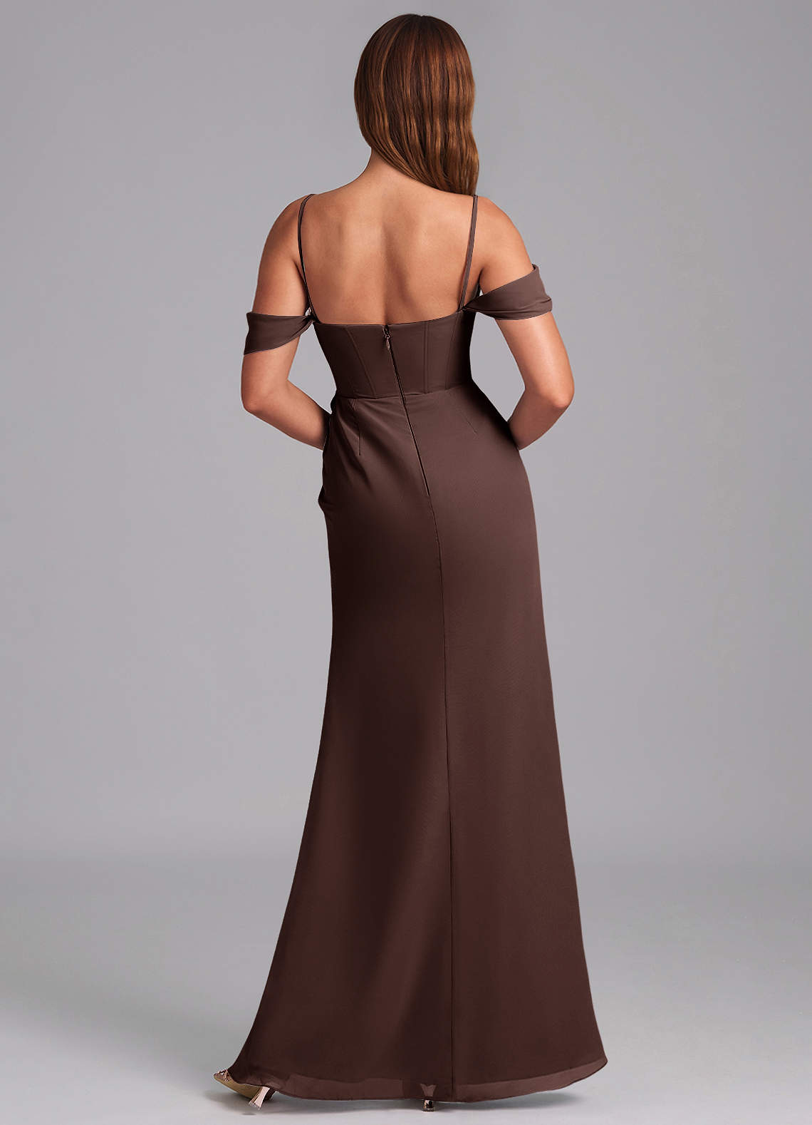 Azazie Johana Jurken voor bruidsmeisjes Converteerbaar Jurk van Chiffon met Zeemeermin Off the Shoulder Ganache image1