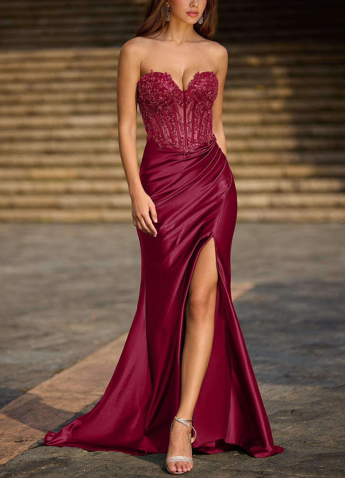 Enamel Vermelho Vestido de baile sereia image1