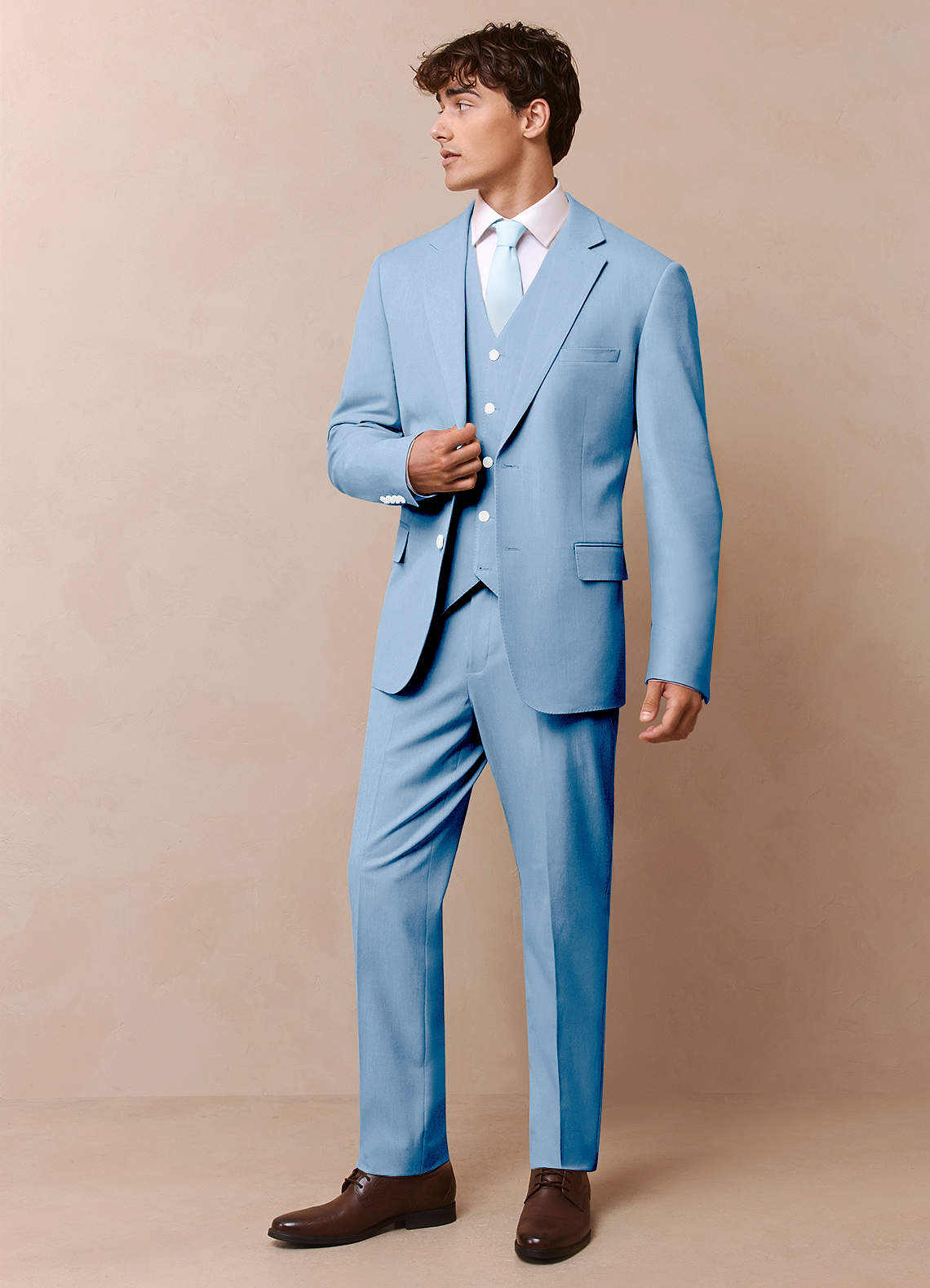 front James Sky Blue Structured Stretch Dress Pants