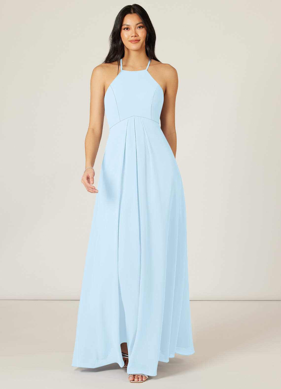 Azazie Sarah Bridesmaid Dresses Sky Blue Empire Pleated Chiffon Dress image1