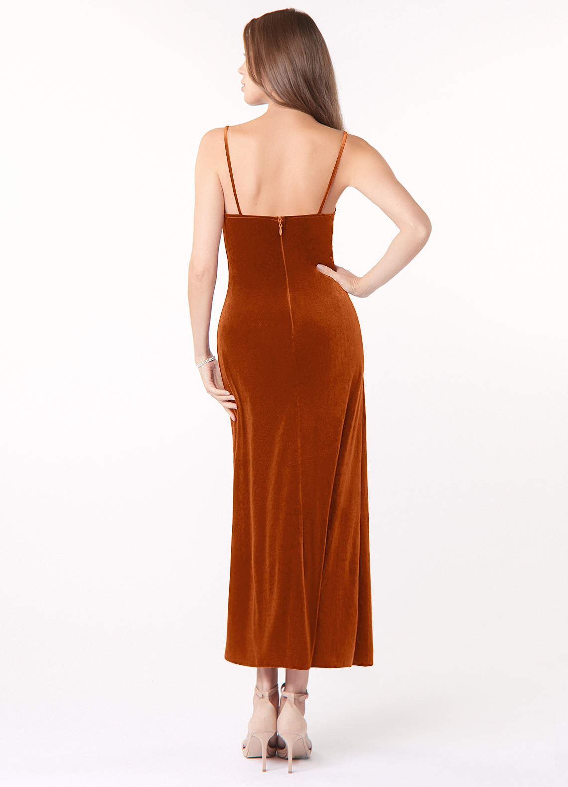 Burnt orange velvet dress hotsell