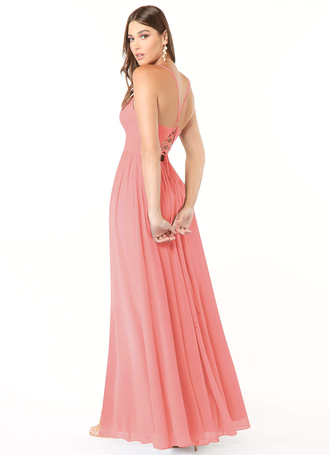 azazie coral bridesmaid dresses Azazie Aaida Coral Chiffon Bridesmaid Dresses
