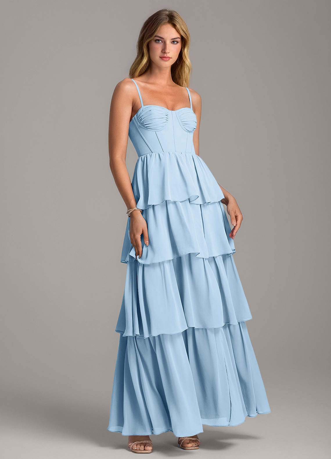 Azazie Alanna Bridesmaid Dresses Sky Blue A-Line Sweetheart Neckline Chiffon Dress image1