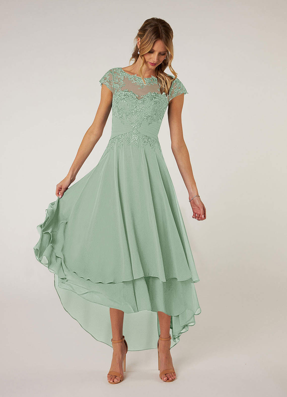 Azazie Shonda Kleider für die Brautmutter Spitze Chiffon Kleid Agave image1