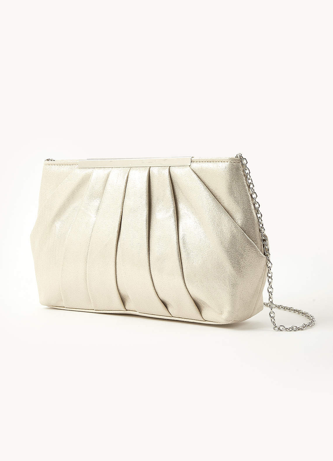 front Metallic Pleated Clutch