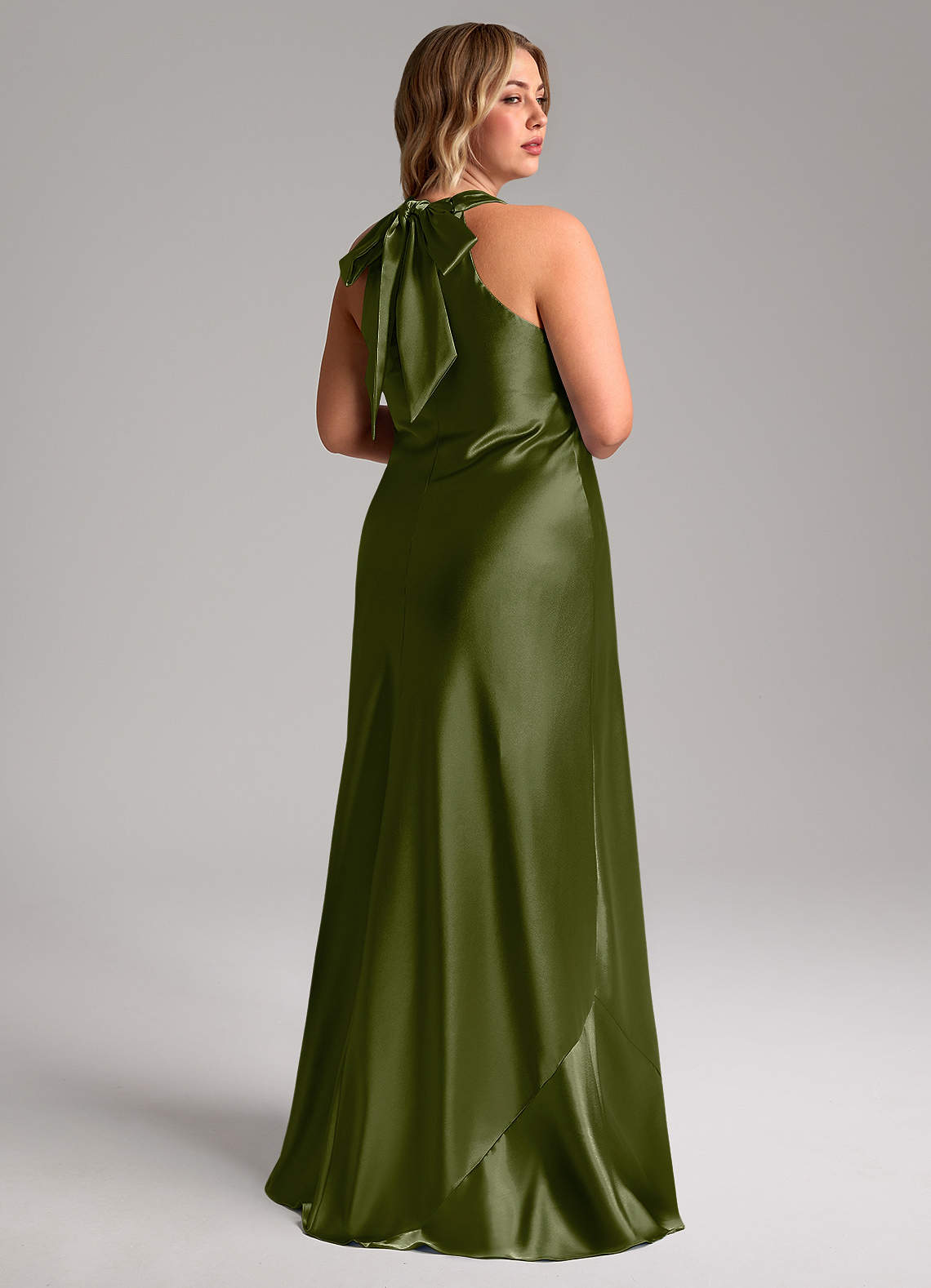 Azazie Doretta Klänningar att prova hemma Klä av Sjöjungfru i Metallisk satin Rosett Espresso image8