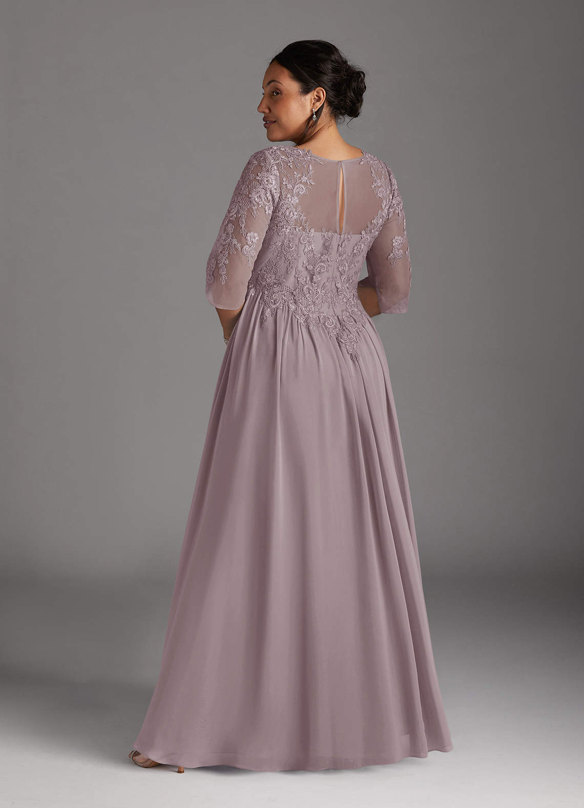Azazie Mirielle vestidos de madre de la novia Vestido de Atardecer de Gasa de Corte En A con Encaje Scoop image7
