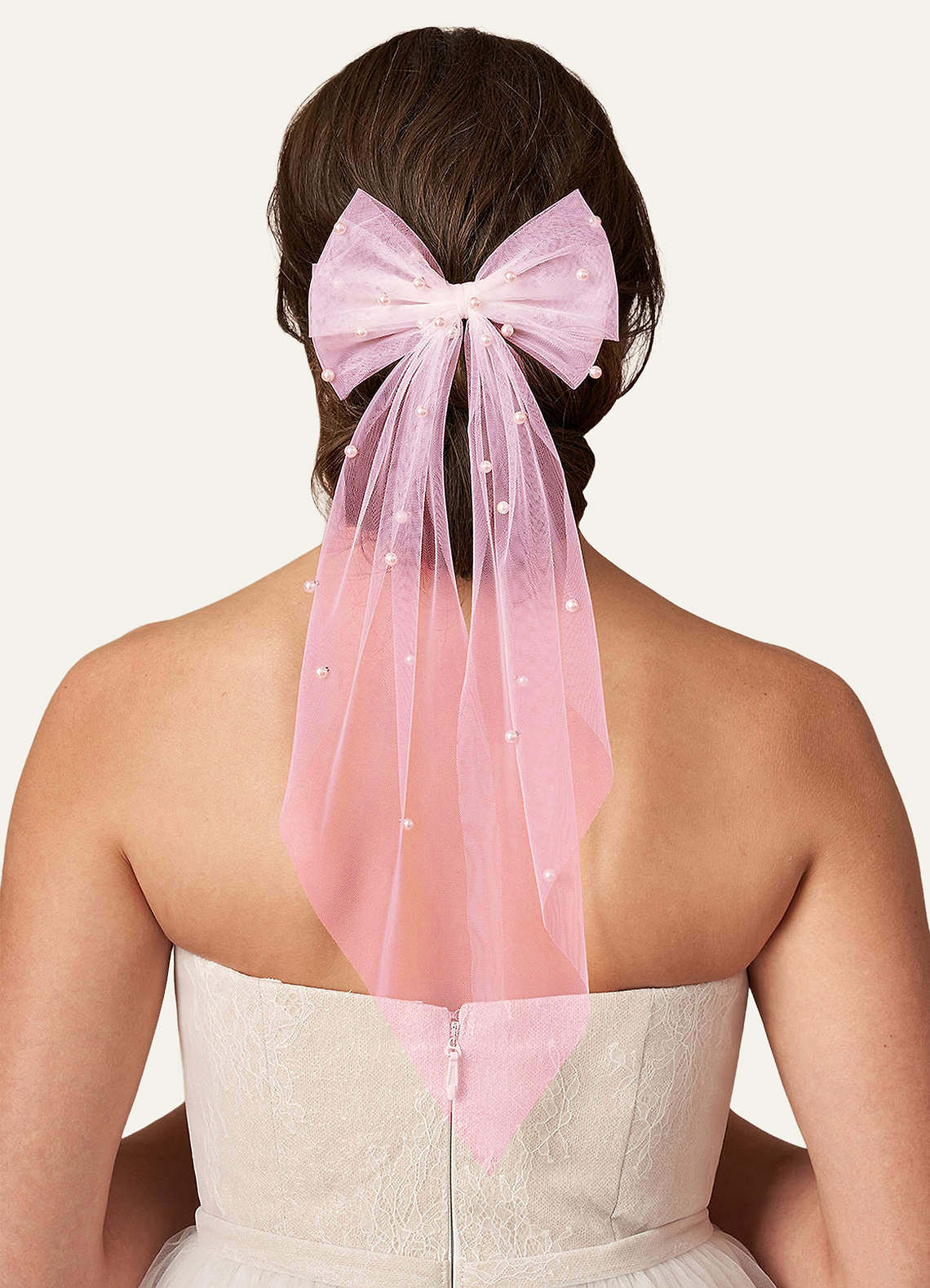 front Bridal Hair Bow Hair Clip