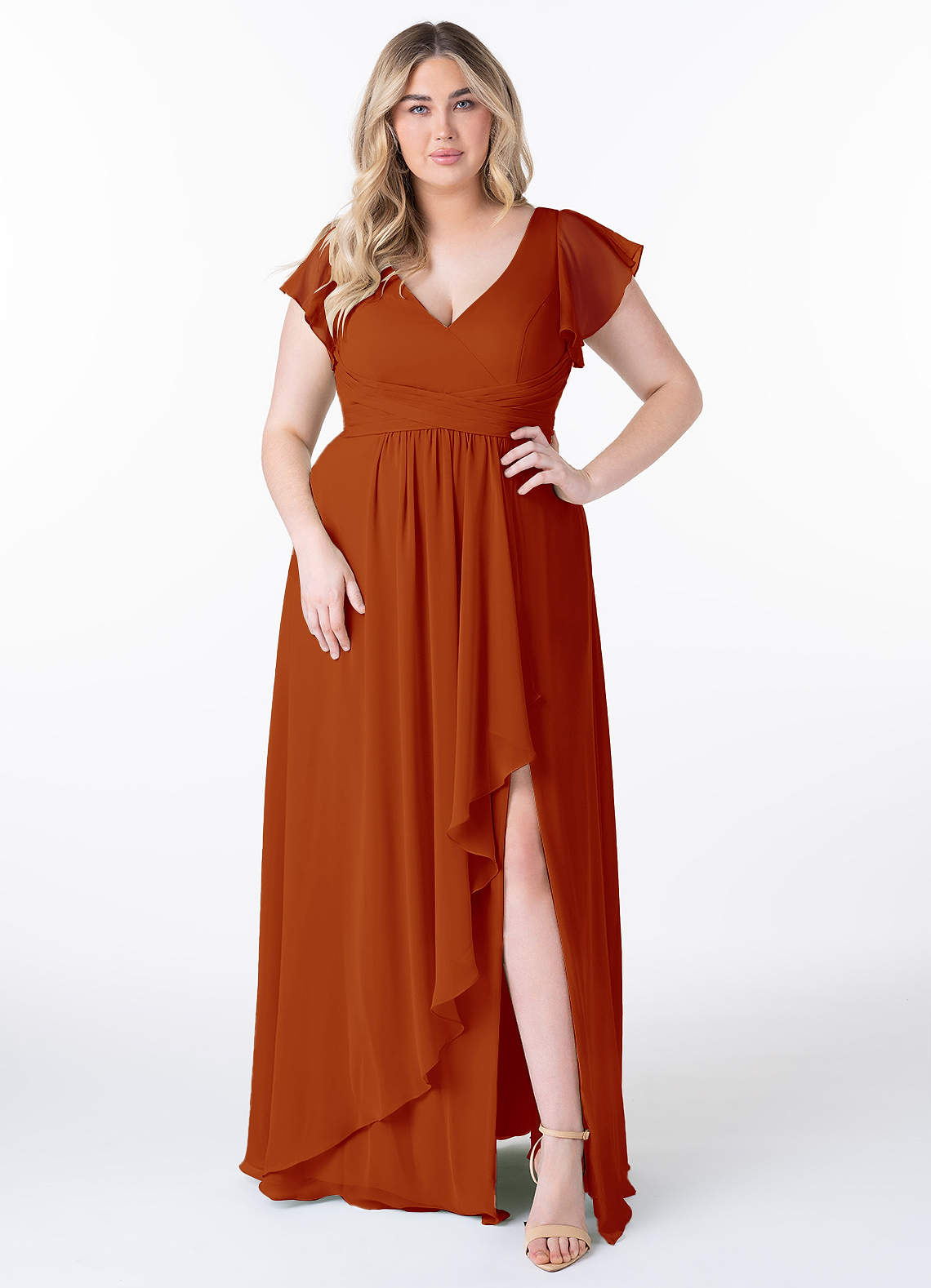 Azazie Omari Bridesmaid Dresses Paprika A-Line Chiffon Dress image6