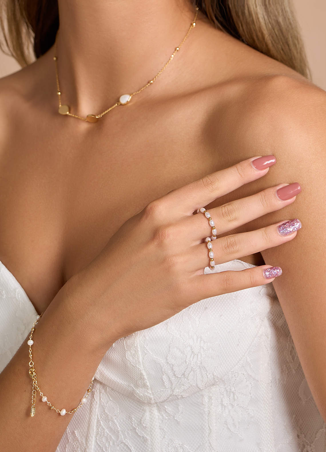 front Pearl Gold Ring