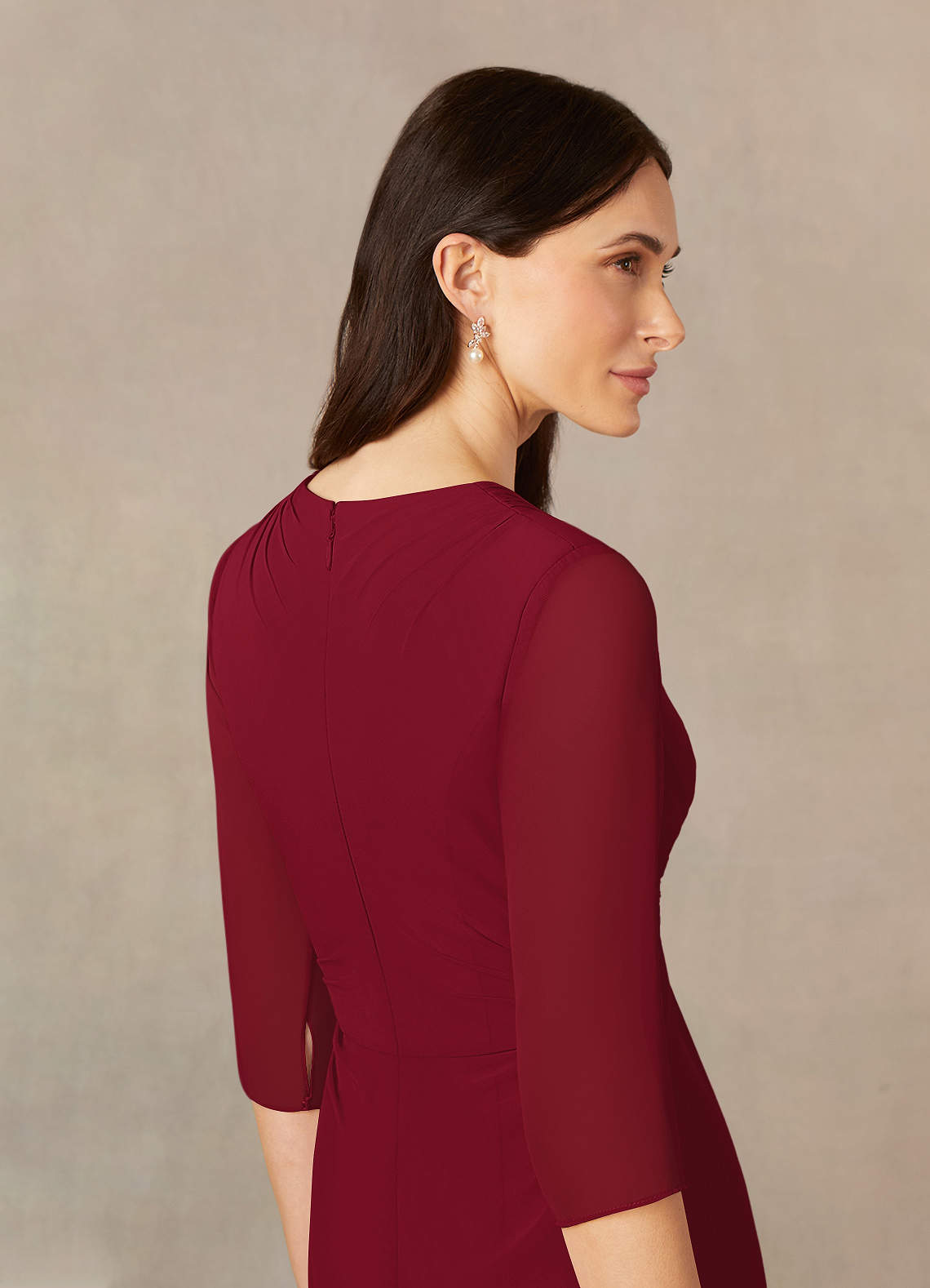 Burgundy Azazie Yessica ALine Sequins Chiffon FloorLength Dress Azazie