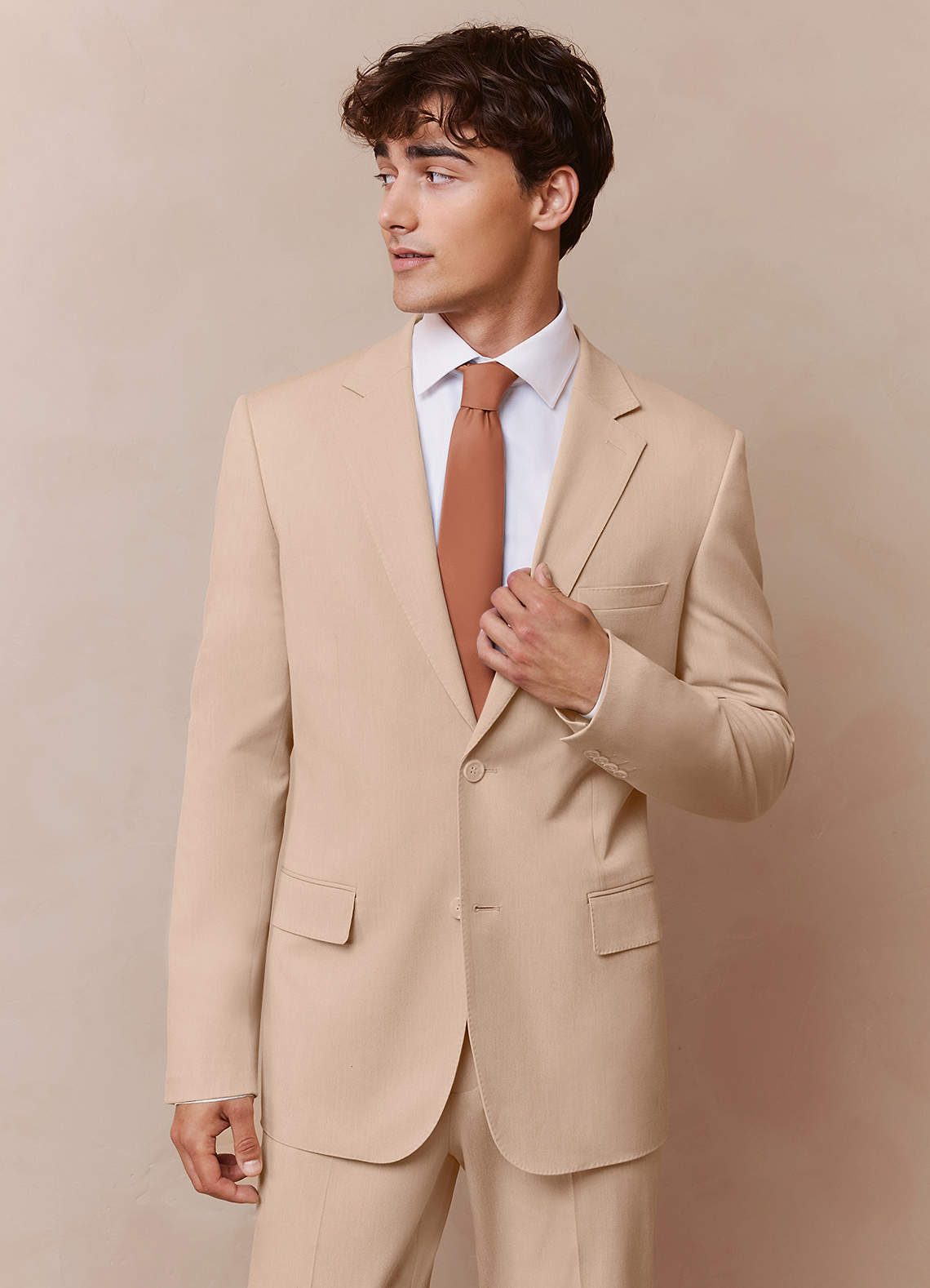 Savile Tan Wool Blend Suit Jacket | Slim Long Suit Jackets | Azazie
