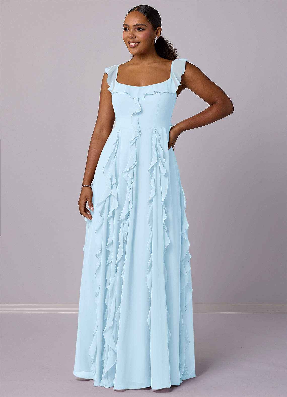 Barbie ♥ Azazie Bridesmaid Dresses Sky Blue A-Line with Pockets Chiffon Dress image8