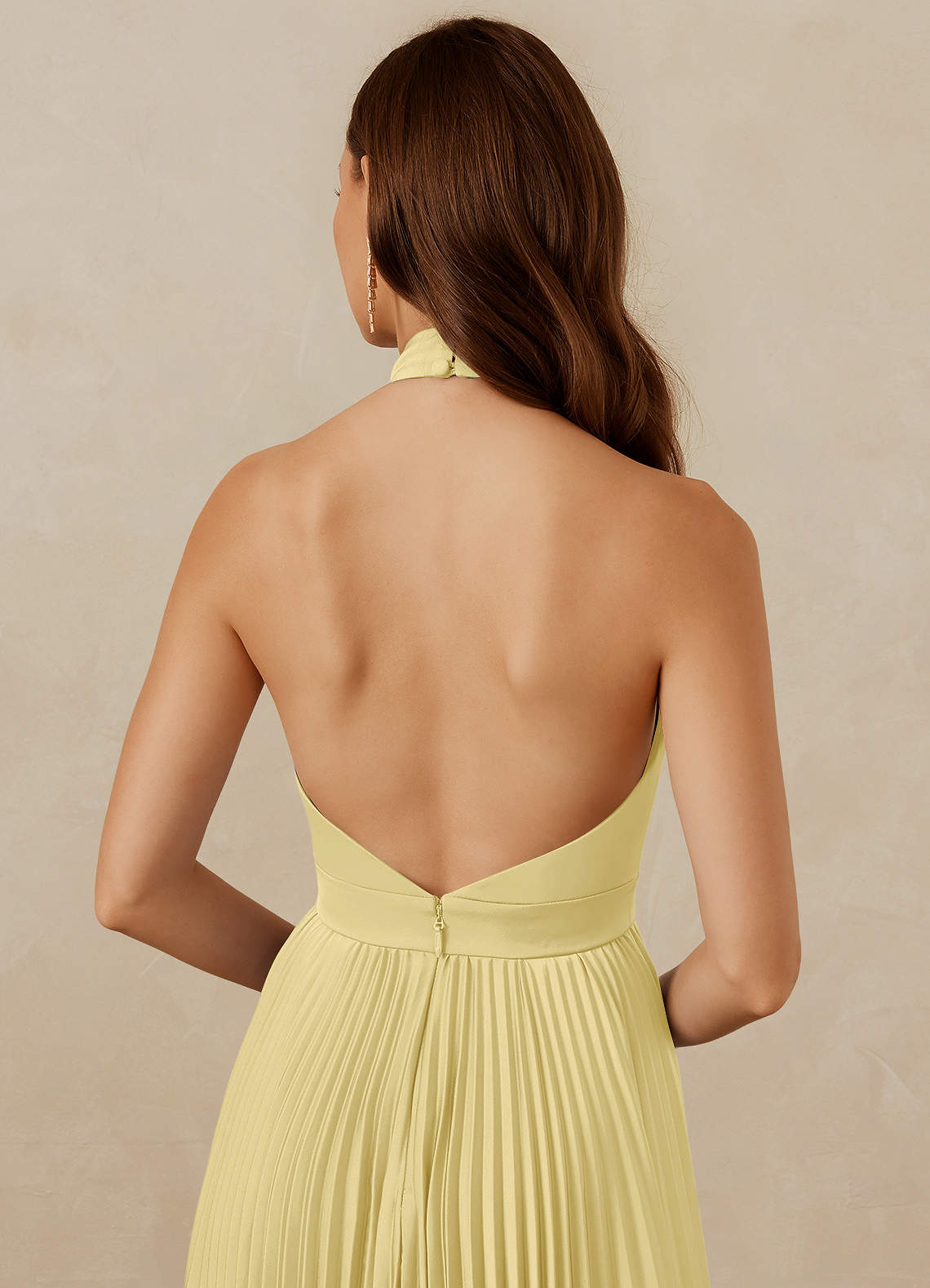 Christian Siriano Bridal for Azazie 1007 Bridesmaid Dresses Lemon Sorbet A-Line Pleated Stretch Satin Dress image6