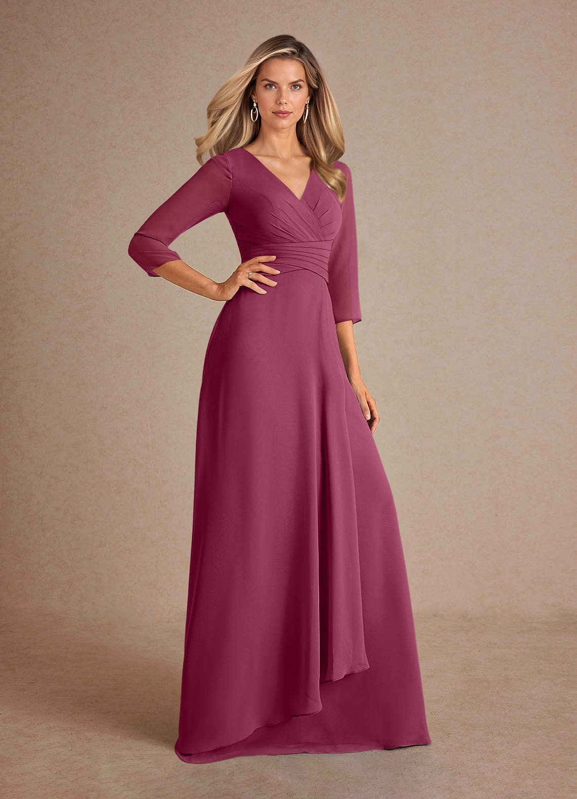 Azazie Mayfield Abiti per la Madre della Sposa Abito A-Line in Chiffon Plissettato Gelso image3