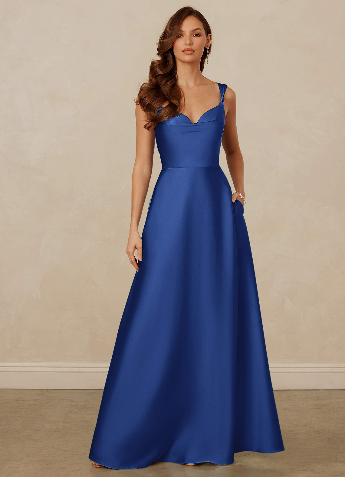 Christian Siriano Bridal for Azazie 1001 Bridesmaid Dresses Royal Blue A-Line Sweetheart Neckline Stretch Satin Dress image1