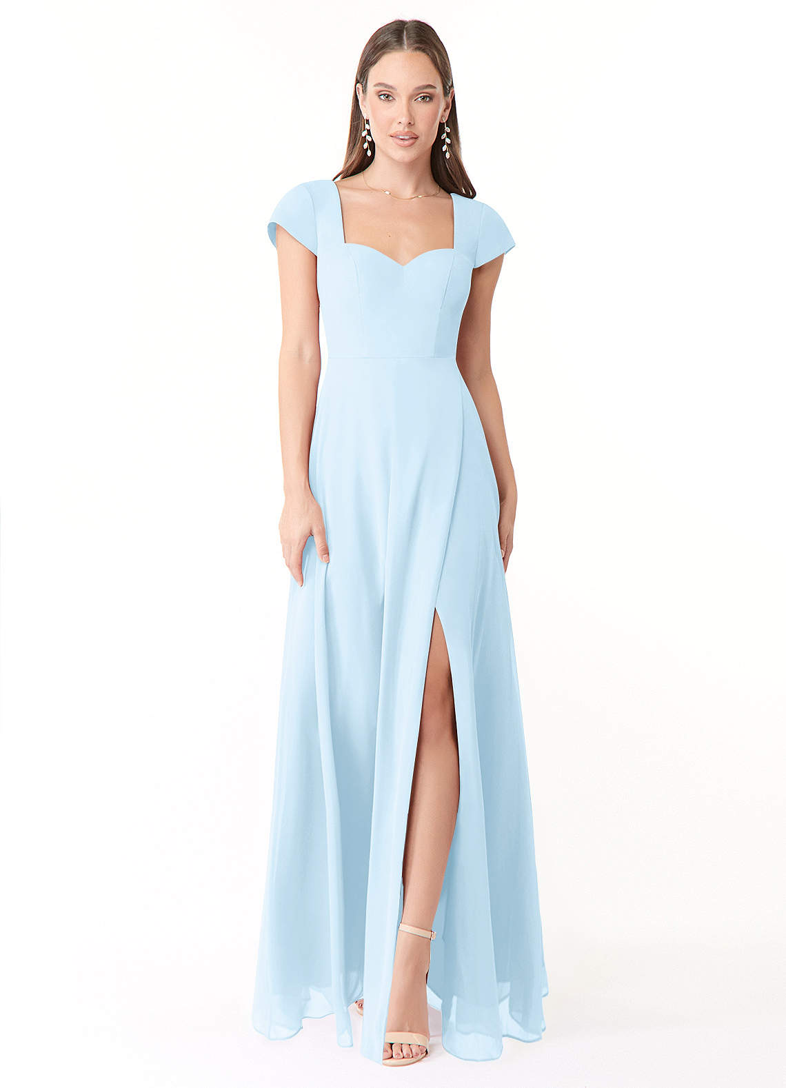 Azazie Hainsly Bridesmaid Dresses Sky Blue A-Line Sweetheart Neckline Chiffon Dress image1