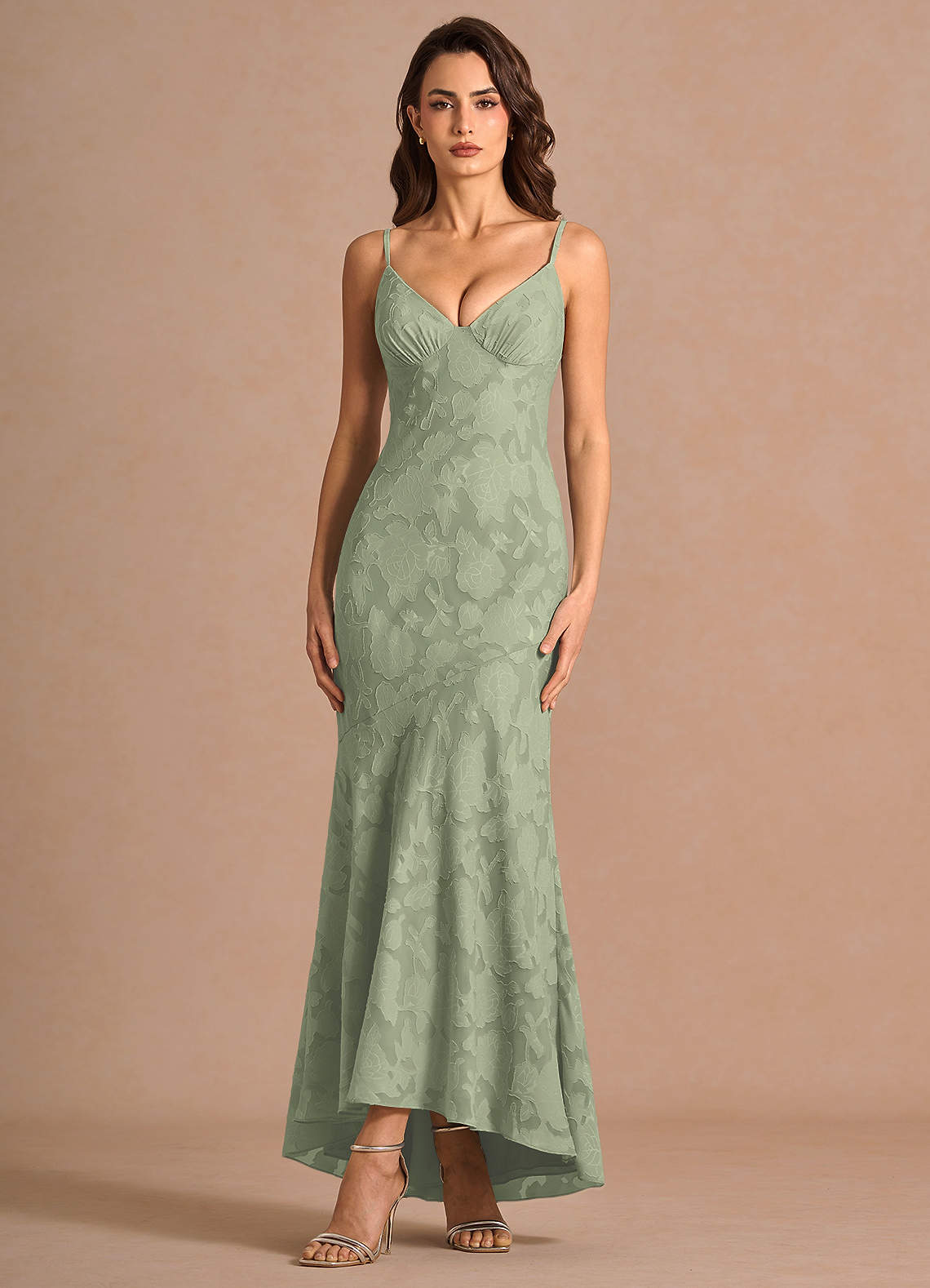 Octavia Agave Green Maxi Dress | Azazie