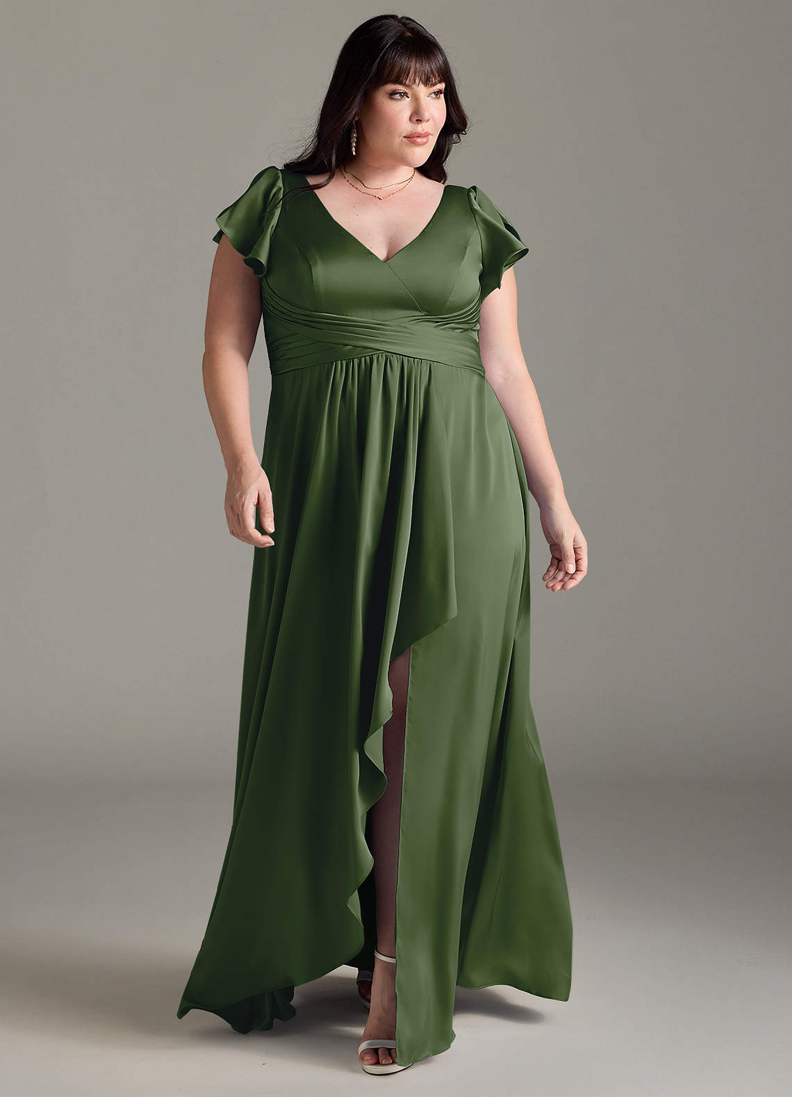Azazie Omari Bridesmaid Dresses Juniper A-Line Stretch Satin Dress image1