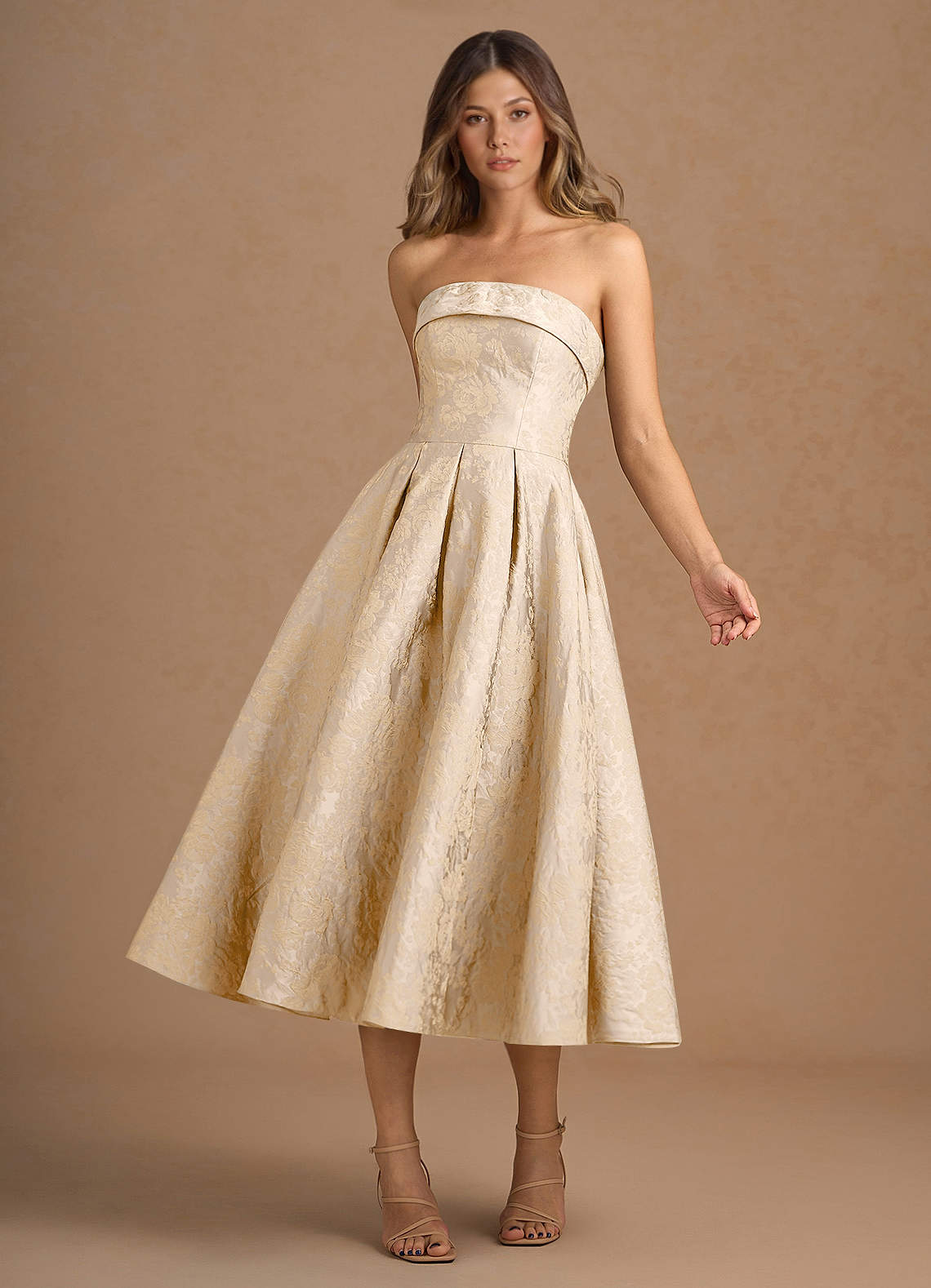 Cecilia Vintage Champagne Midi Dress | Azazie CA