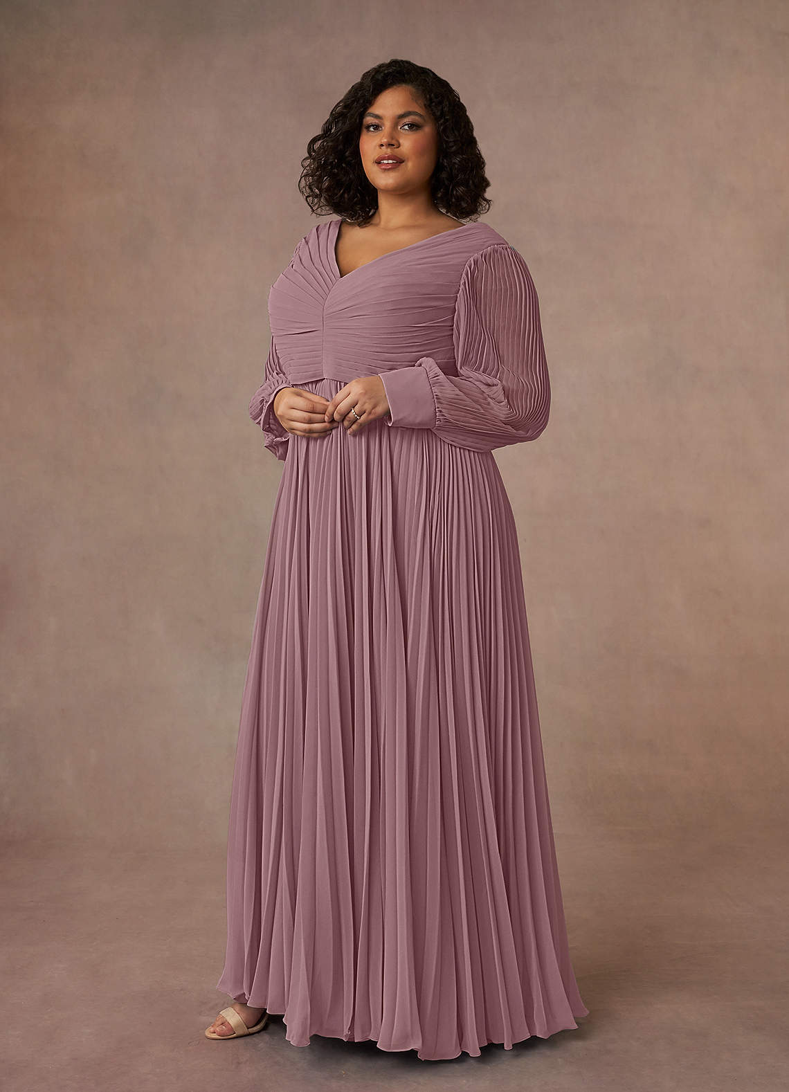 Azazie Zina Mother of the Bride Dresses Dusty Rose A-Line Pleated Chiffon Dress image8