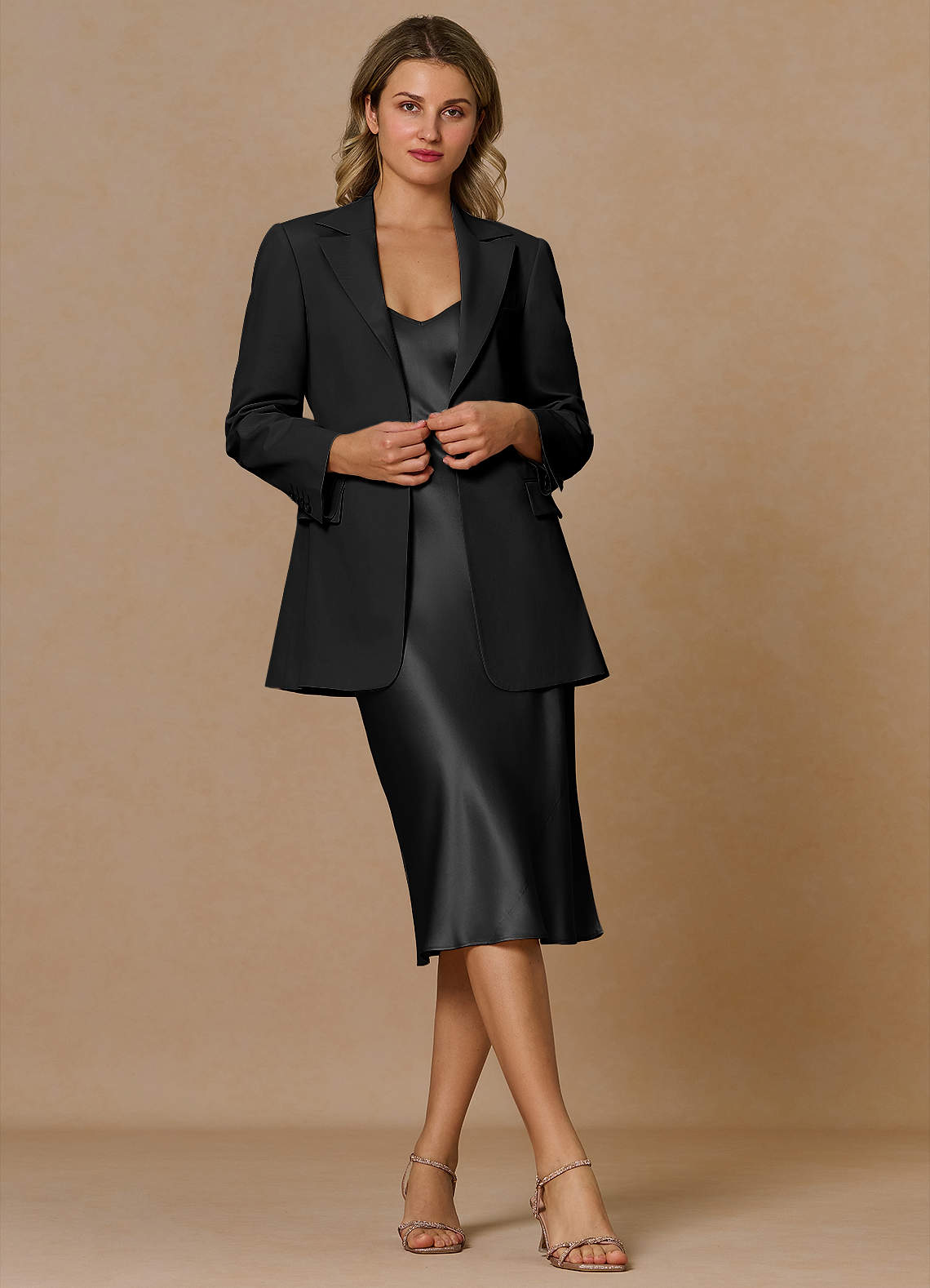 front Margaret Black Cotton Linen Blend Blazer