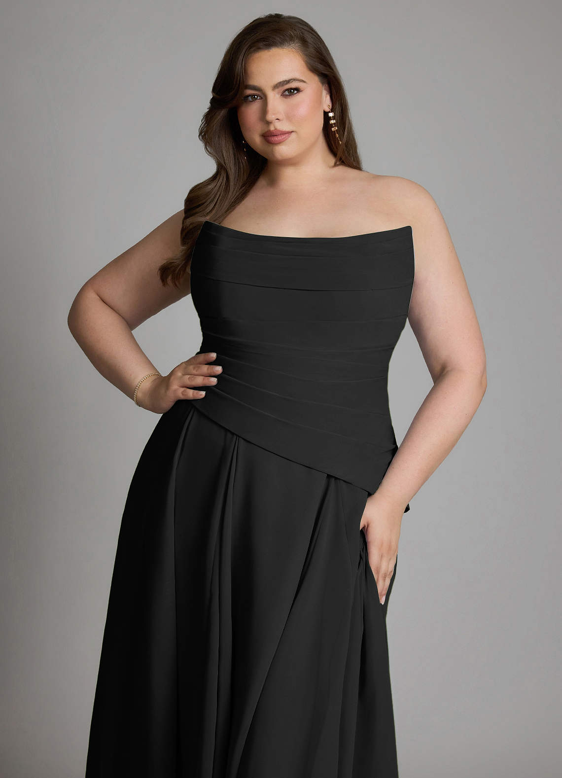 Azazie Gabriela Bridesmaid Dresses Black A-Line Corset Chiffon Dress image23