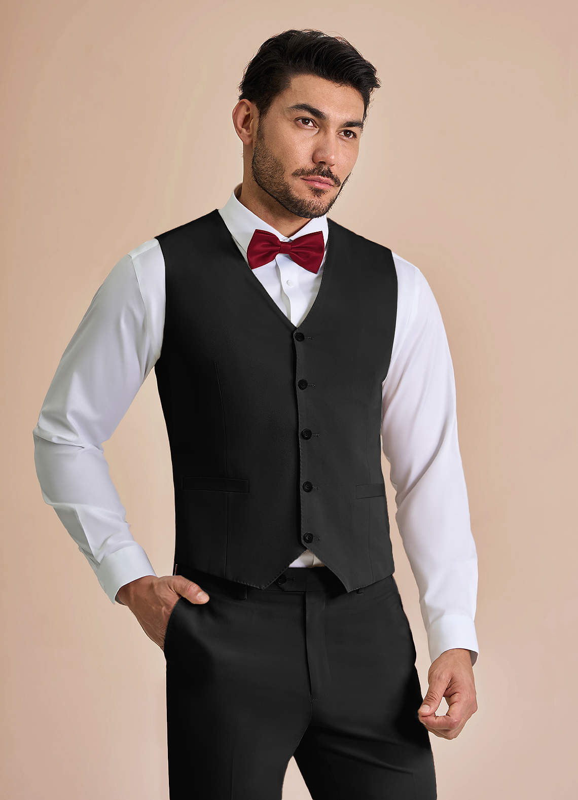 front William Black Comfort Blend Suit Vest