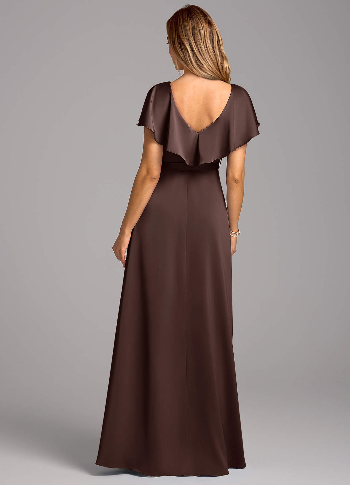 Azazie Lainey Klänningar att prova hemma Klä av A-Linje i Stretch Satin med fickor Eukalyptus image1