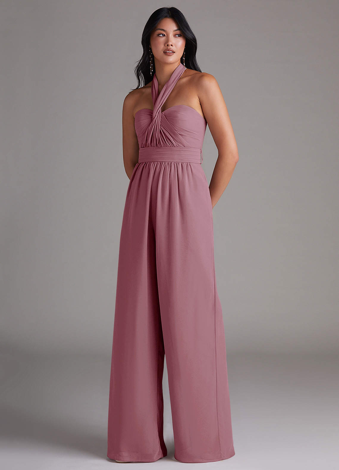 Azazie Lamara Ready to Ship Vintage Mauve Chiffon Bridesmaid