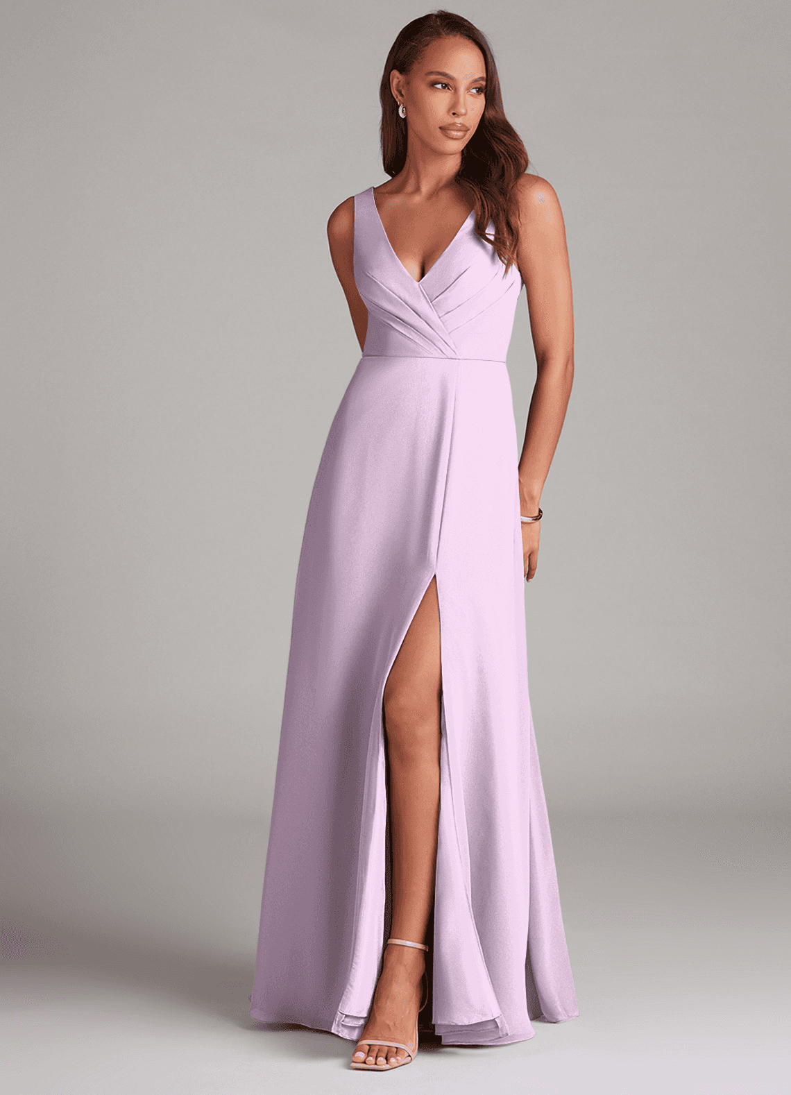 Azazie Nelly At-home Try On Dresses Agave A-Line Pleated Chiffon Dress image1