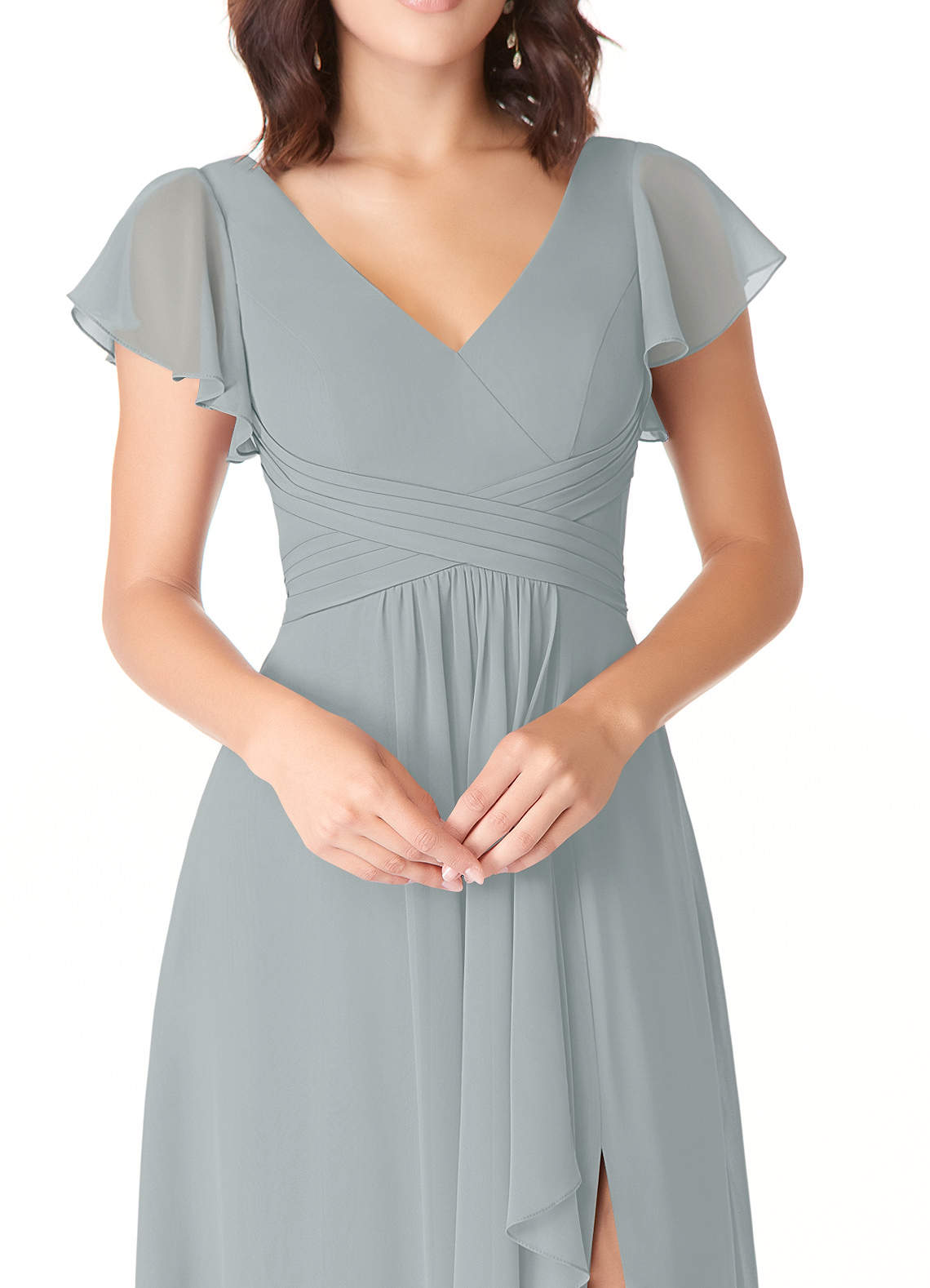 Azazie Omari Bridesmaid Dresses Dolphin Grey A-Line Chiffon Dress image4
