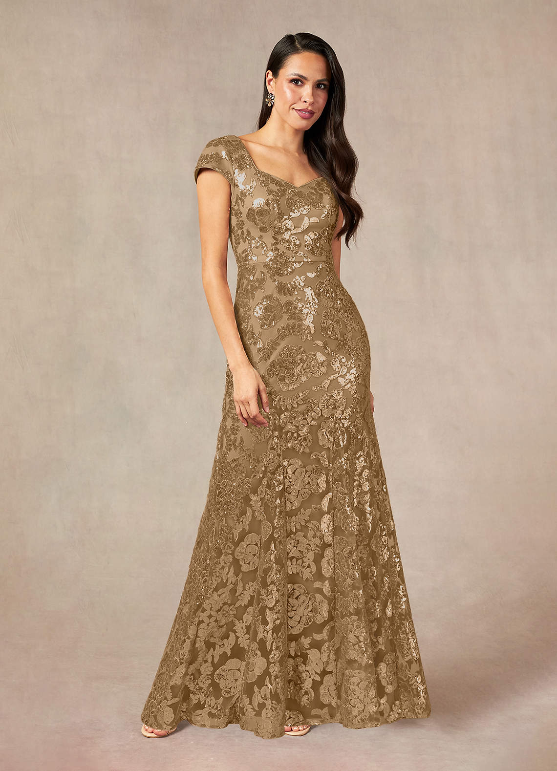Azazie Korinna Taupe Mermaid Sequins Dress Ready to Ship | Azazie