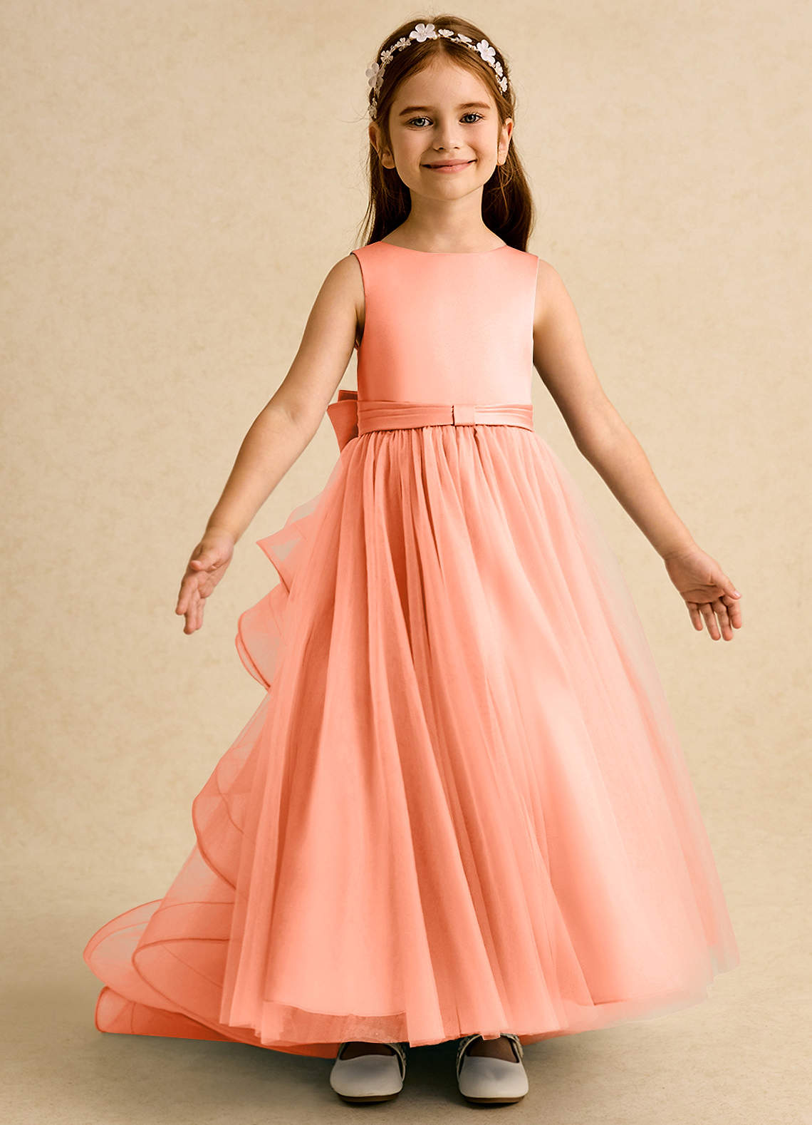 Azazie Lior Flower Girl Dresses Sunset Ball-Gown Pleated Tulle Dress image5