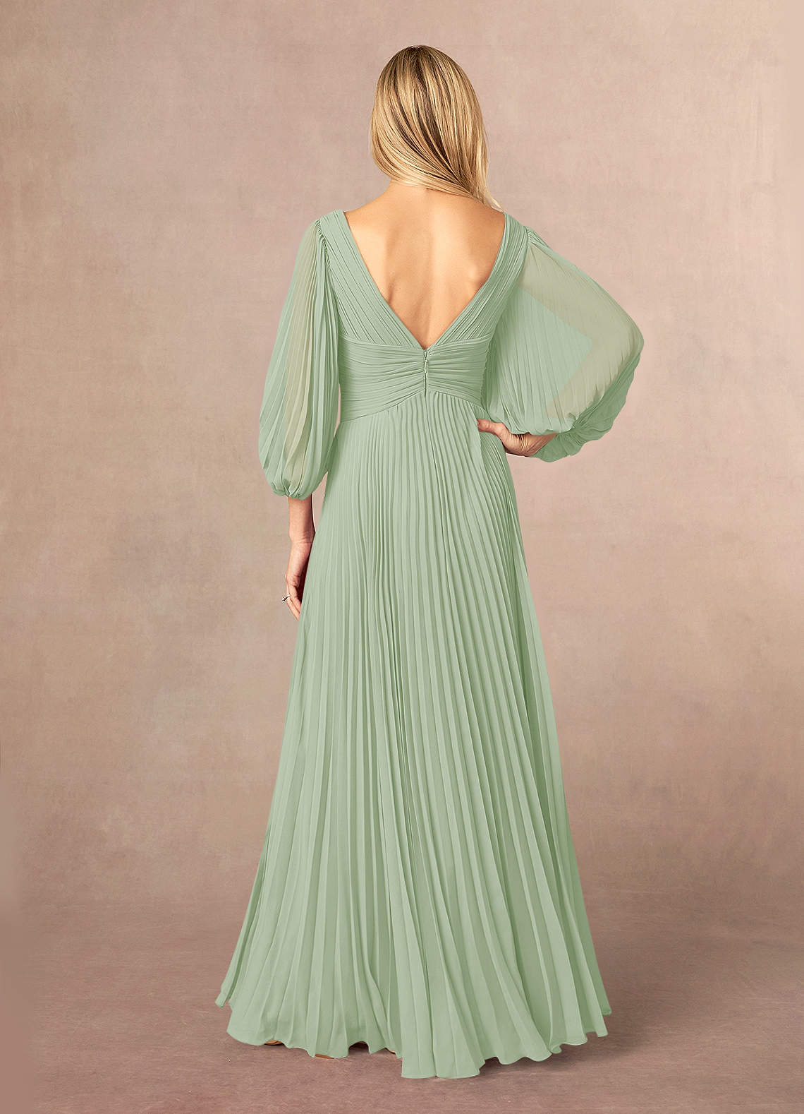 A-line V-neck Chiffon Tiered Skirt Dresses Dusty Sage