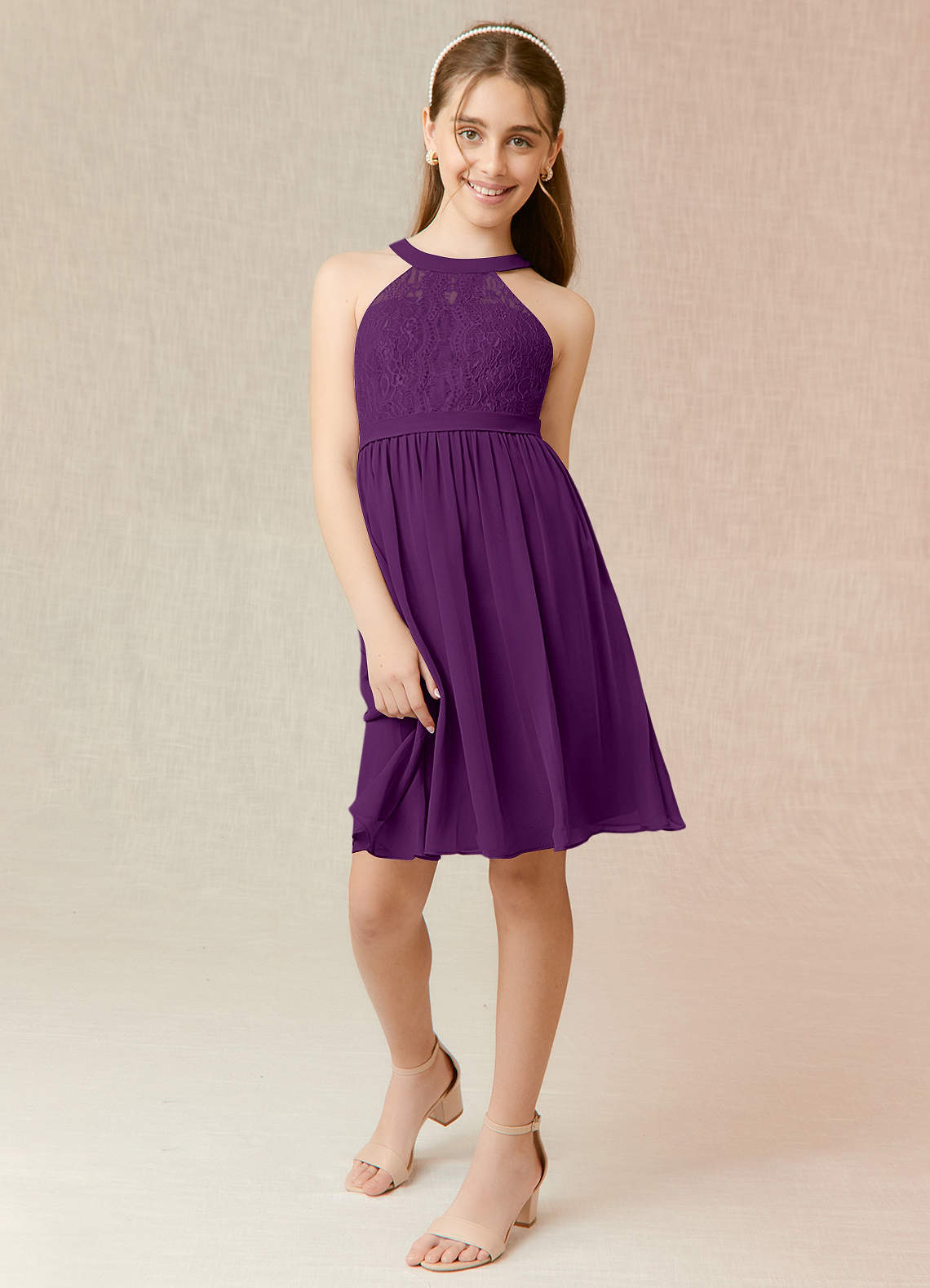 Grape Azazie Andalise JBD Junior Bridesmaid Dresses Azazie