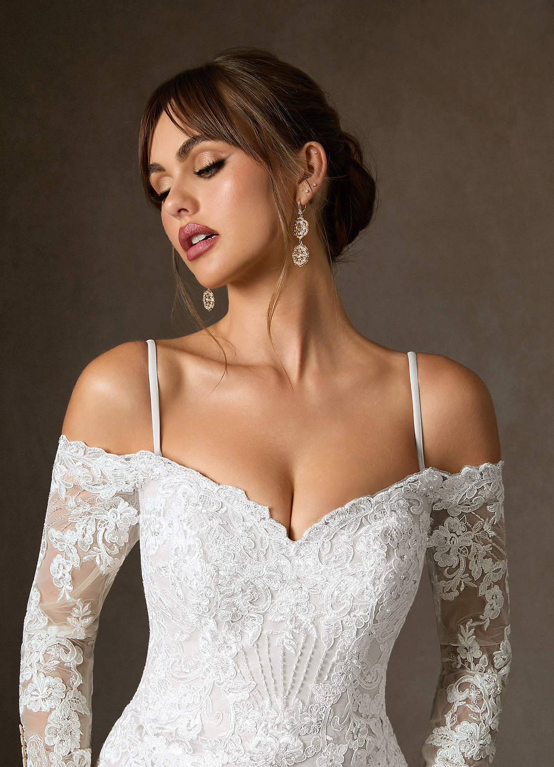 Azazie Empiria Wedding Dresses Diamond White Mermaid Sequins Tulle Dress image3