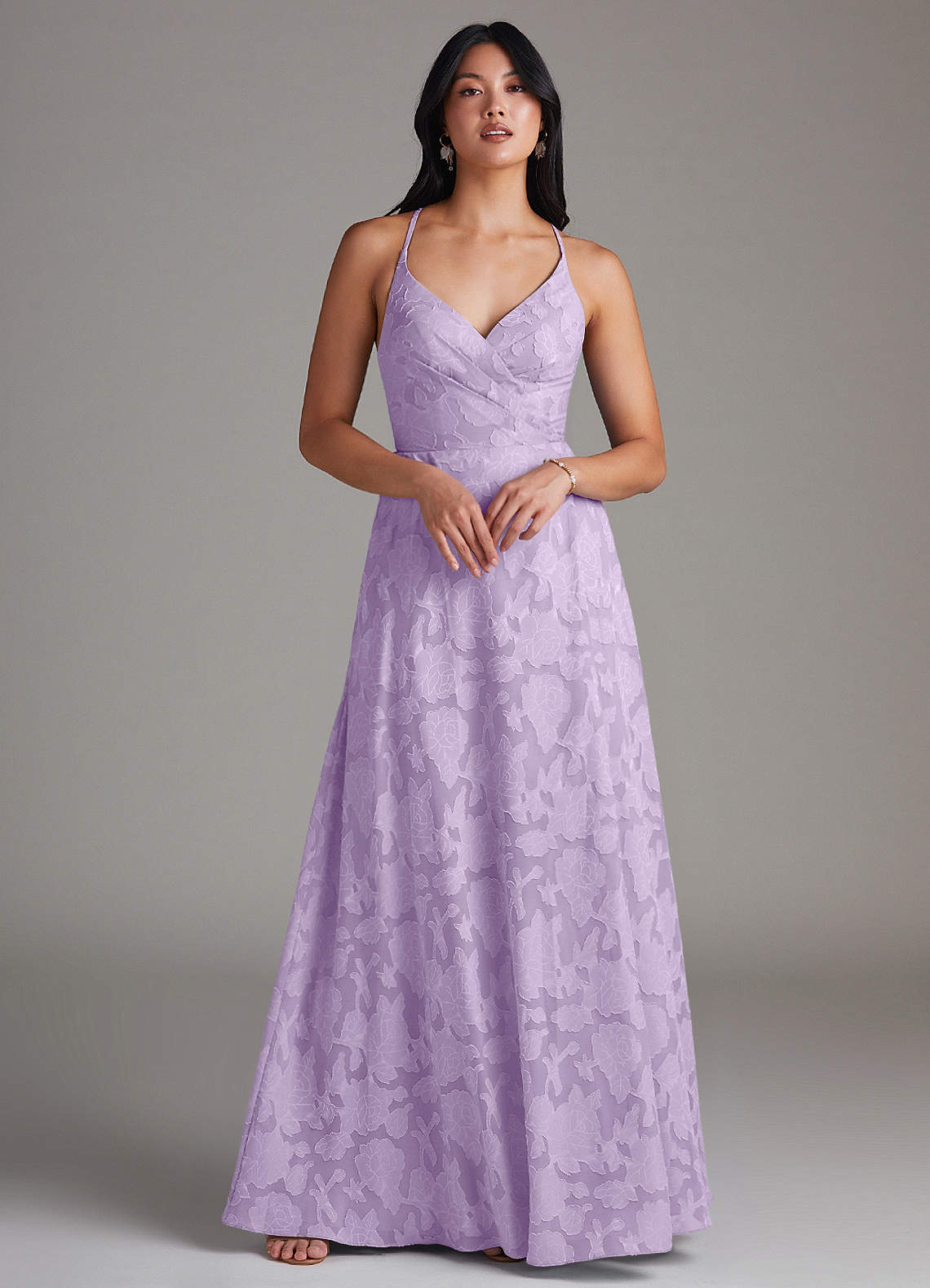 Azazie Davis Lilac Floral Burnout Bridesmaid Dresses | Azazie