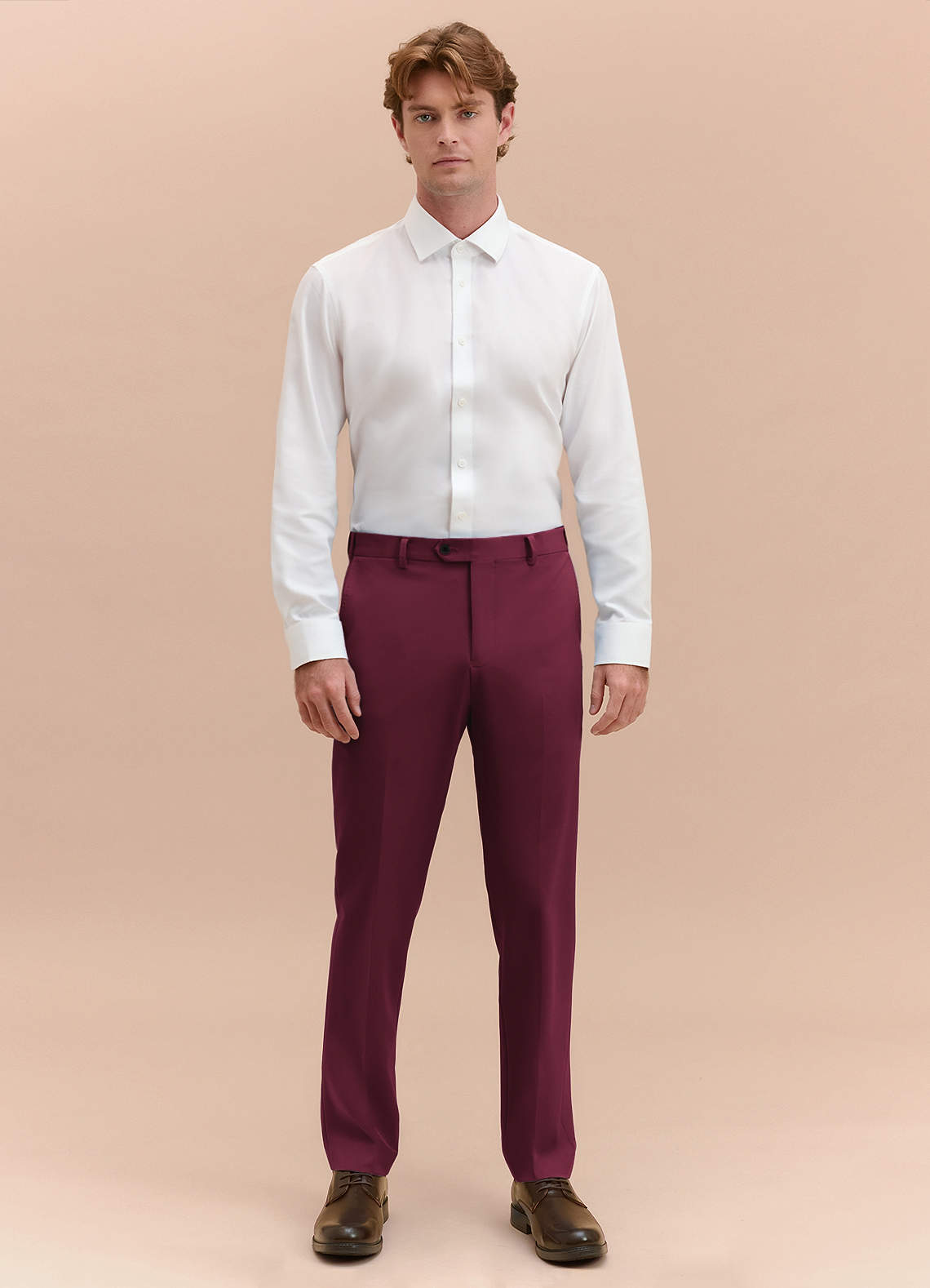 front James Burgundy Structured Stretch Dress Pants