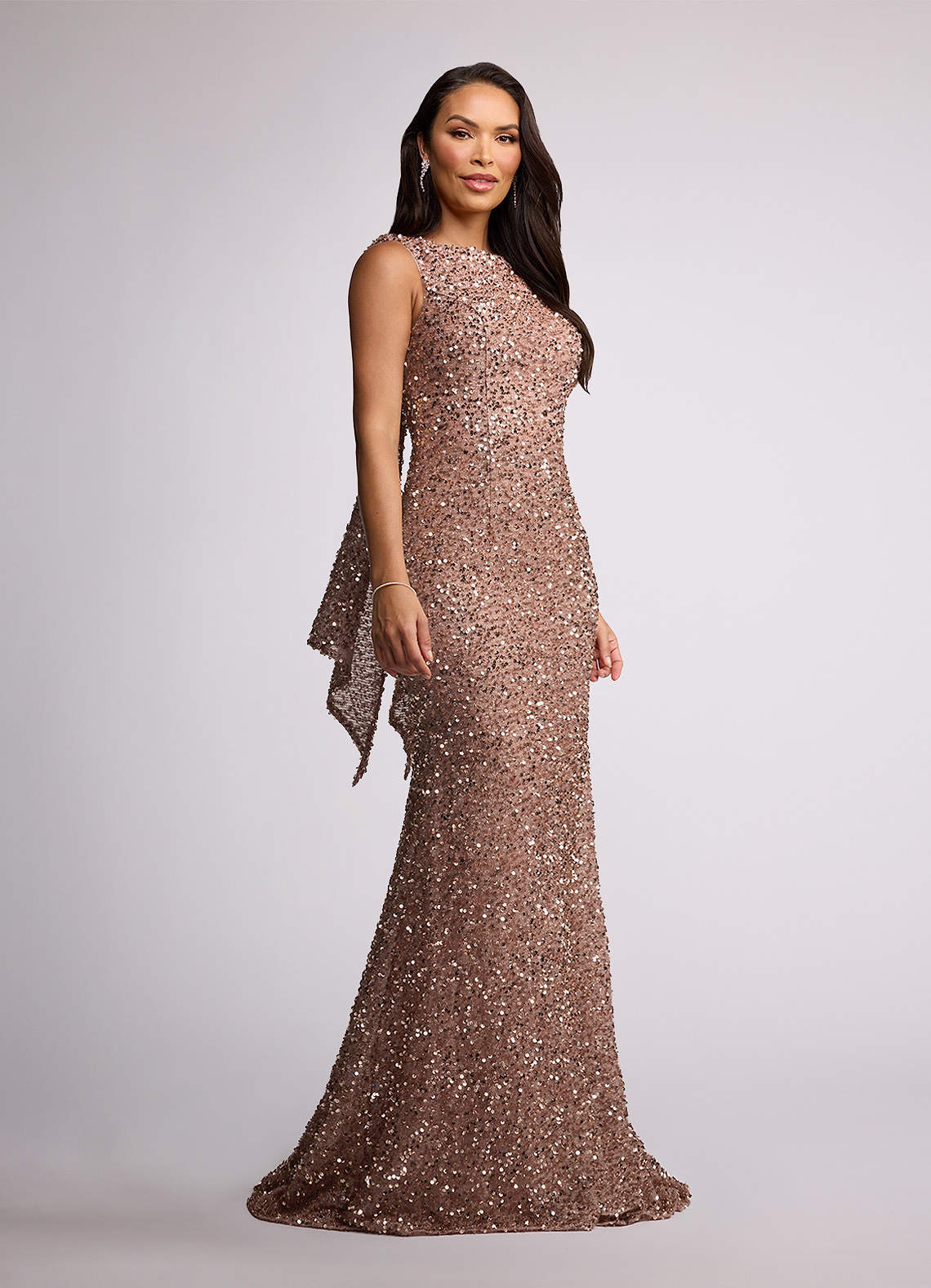 Upstudio Globe Champagne Mermaid Ruched Sequins Dress Ready to Ship | Azazie
