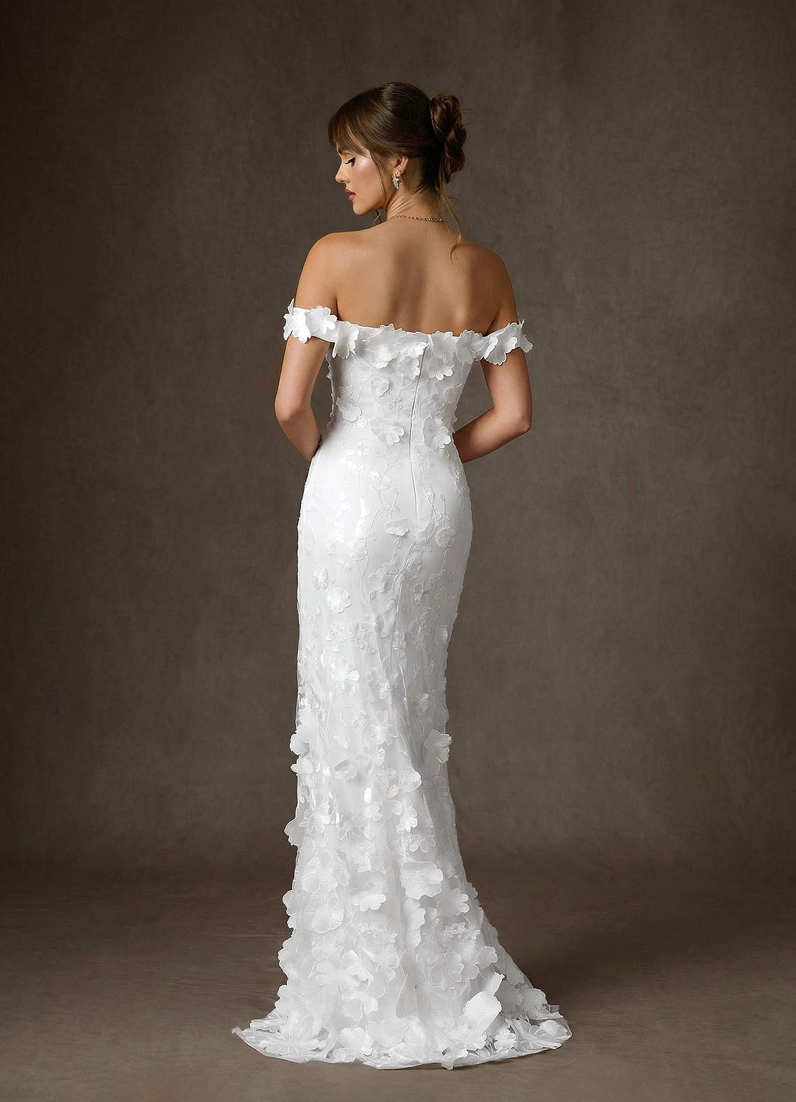 Azazie Olessia Abiti da Sposa Abito Sirena in Pizzo Bianco Diamante image7