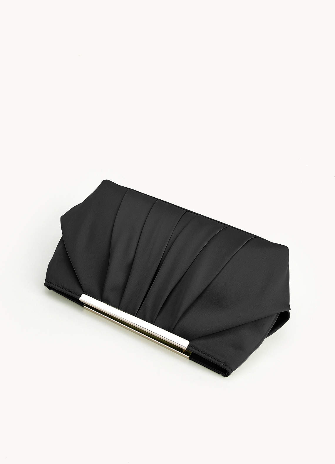 front Matching Color Stretch Satin Pleated Clutch