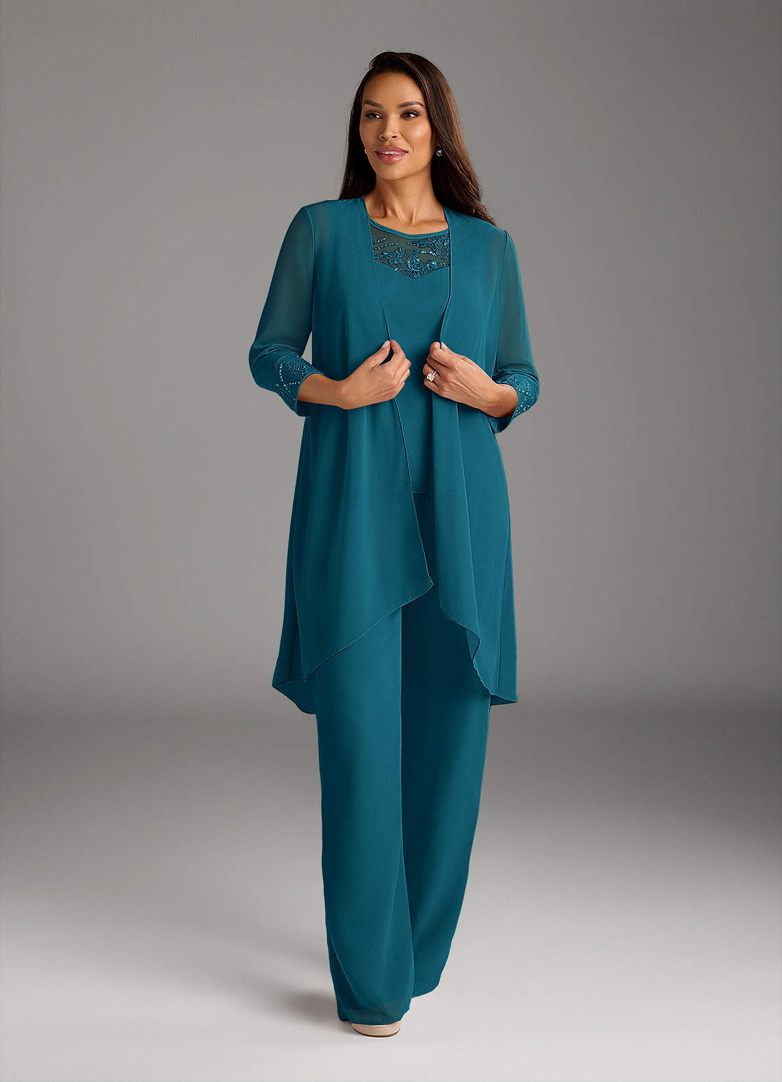 Azazie Maura vestidos de madre de la novia Vestido de Azul Tinta de Gasa de Mono/Traje de pantalón con Lentejuela image1