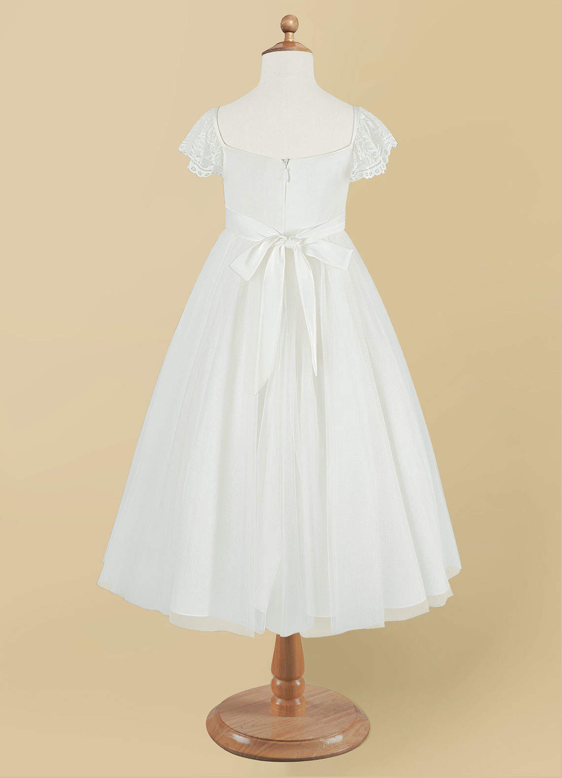 jew7ely様 Azazie Little Diamond White A-Line Lace Tulle Dress | Azazie