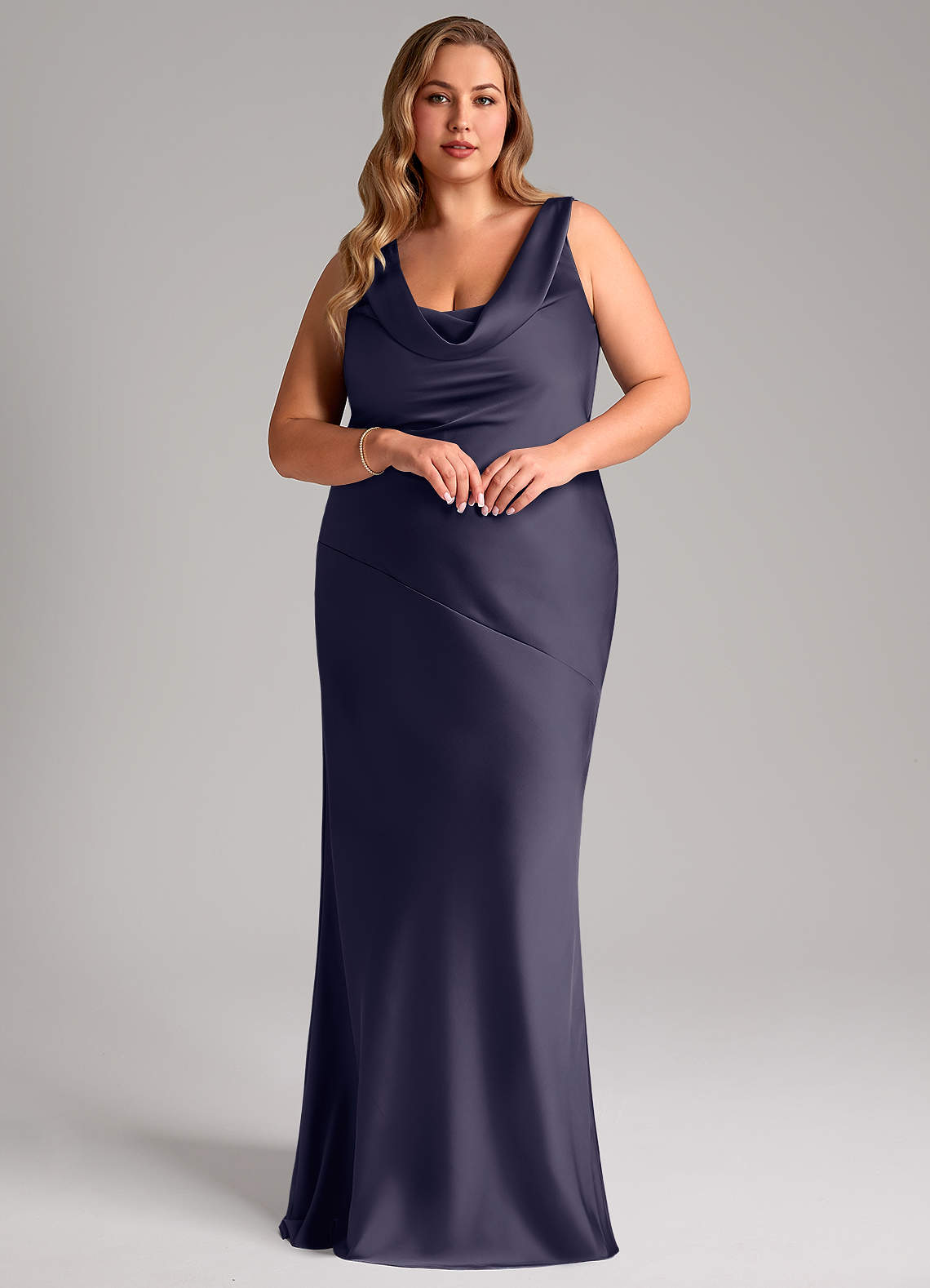 Azazie Rylina Bridesmaid Dresses Stormy Mermaid Stretch Satin Dress image8