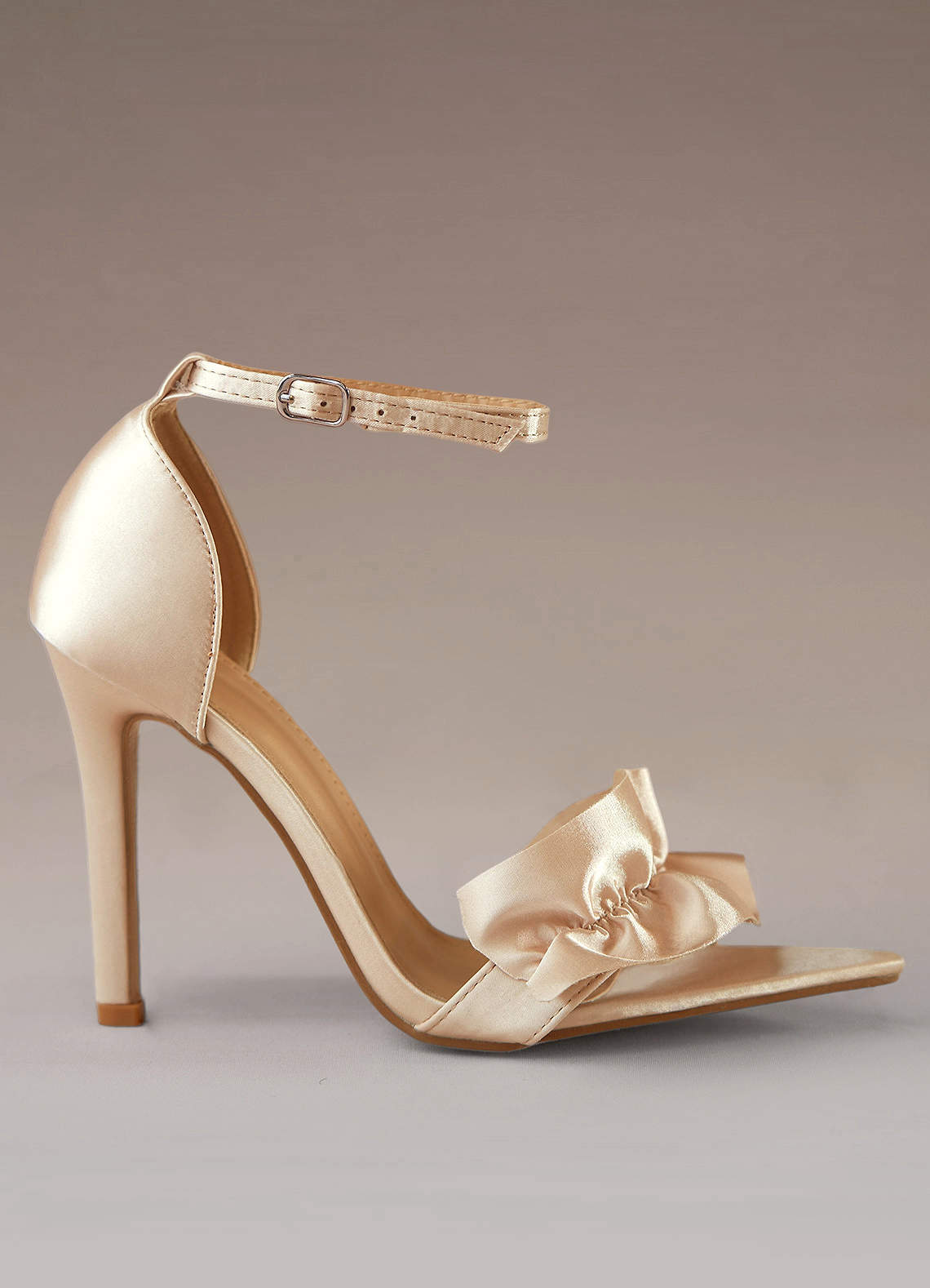 Champagne Pleated Ruffle Evening Heels Shoes | Azazie