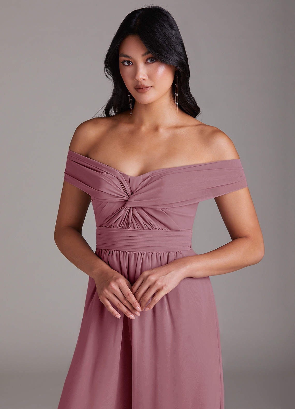 Azazie Lamara Ready to Ship Vintage Mauve Chiffon Bridesmaid