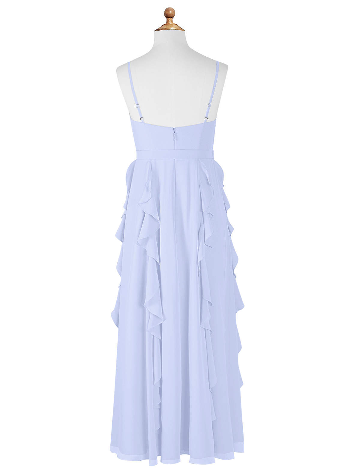 Azazie Peyton Junior Abito A-Line in Chiffon con Volant a cascata e Scollo a V Lavanda image6