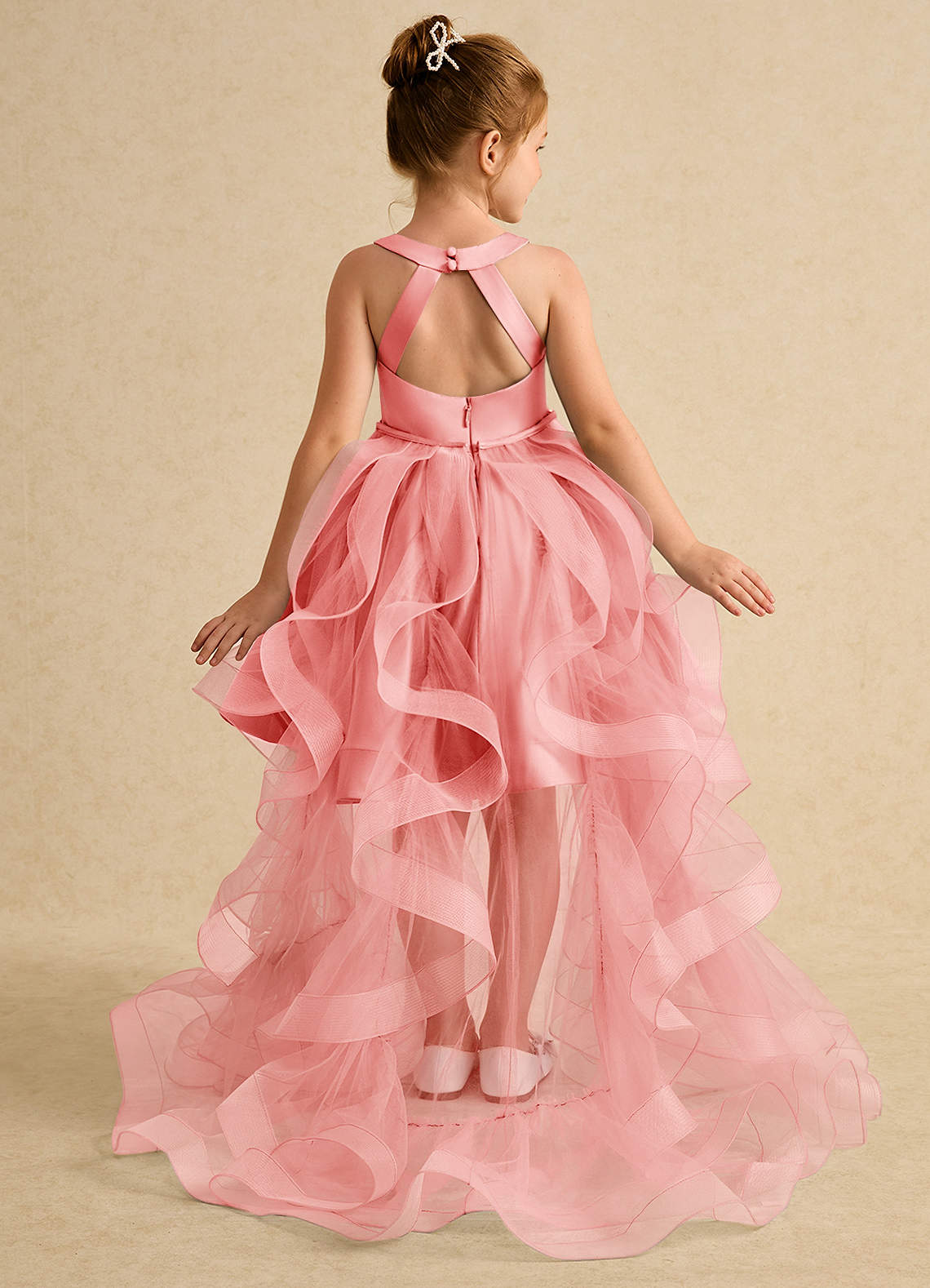 Azazie Julietta vestidos de niña de las flores Vestido de Coral de Tul de Princesa con Convertible image1